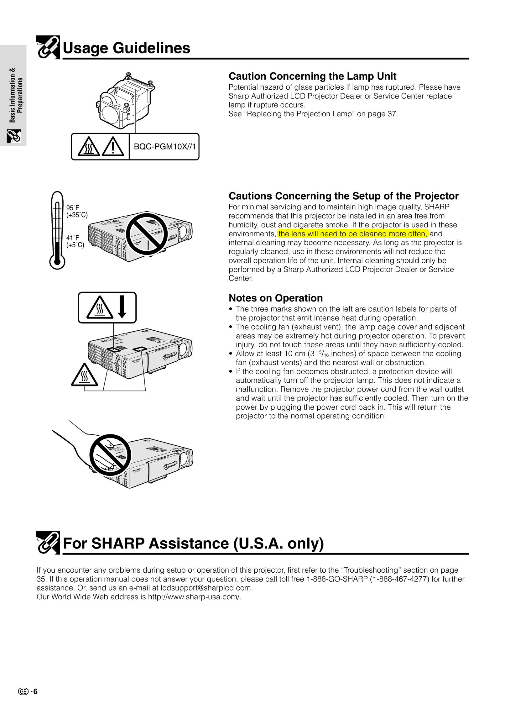 Sharp BQC-PGM10X//1 Projector User Manual