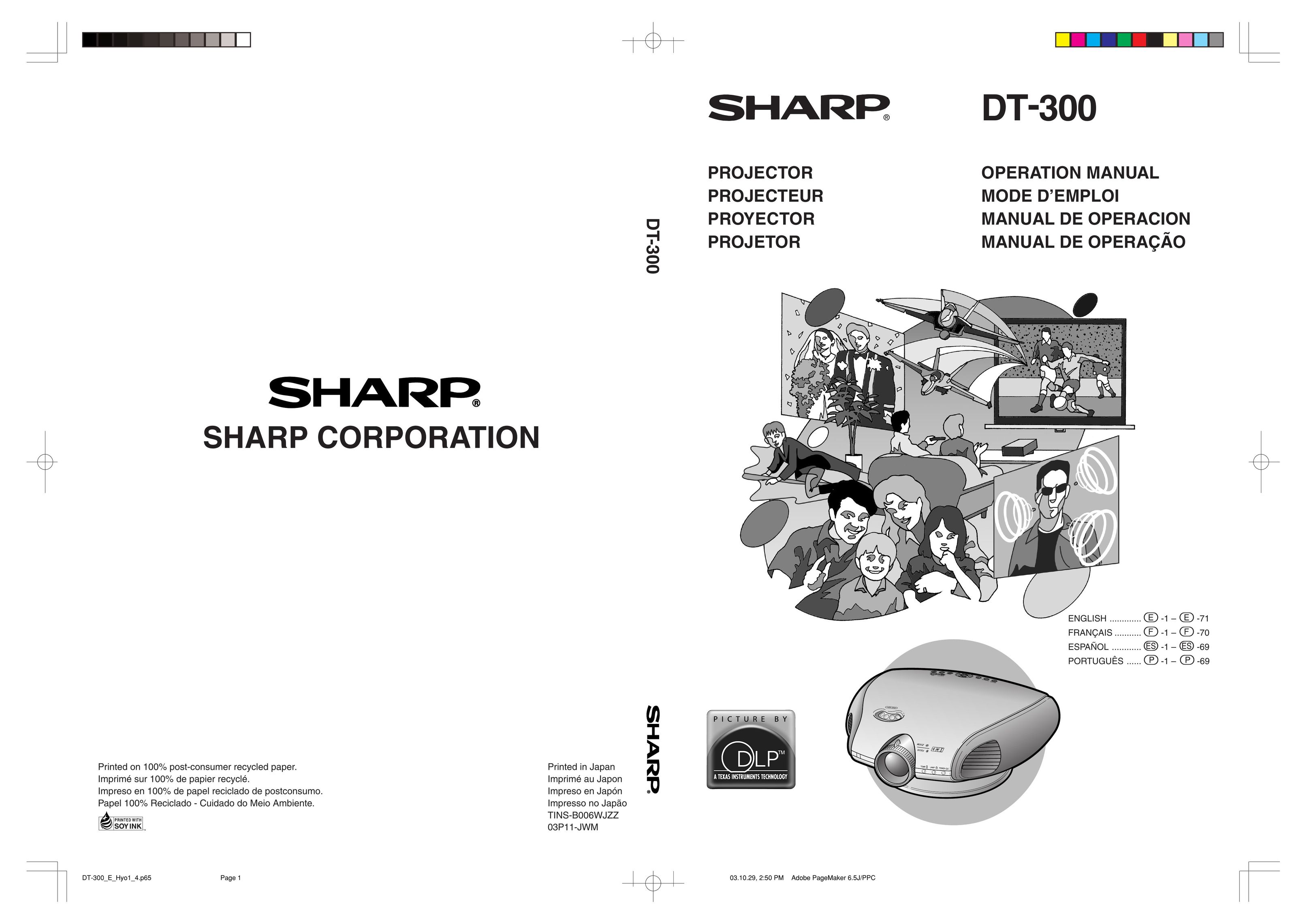 Sharp DT-300 Projector User Manual