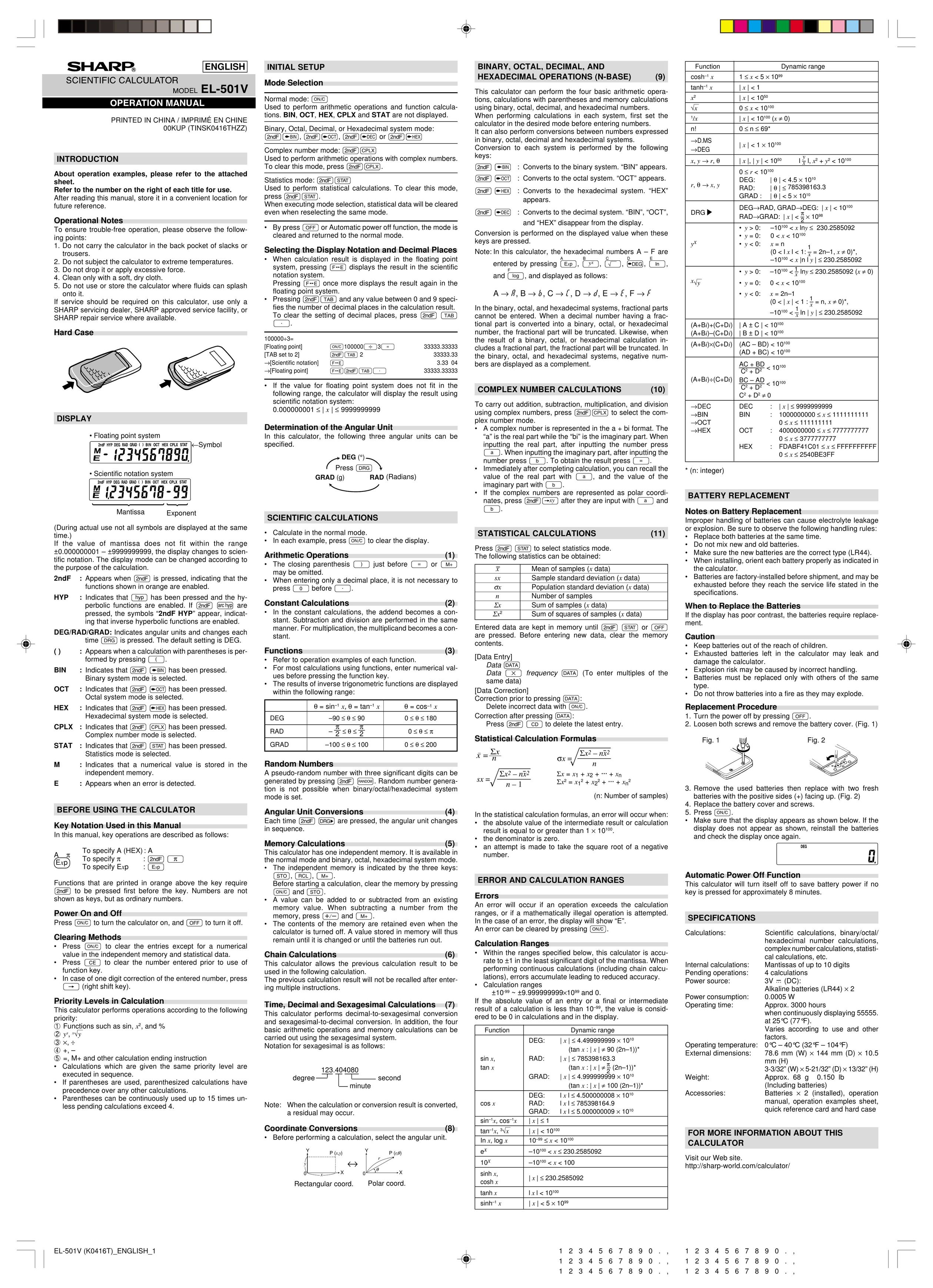Sharp EL-501V Projector User Manual