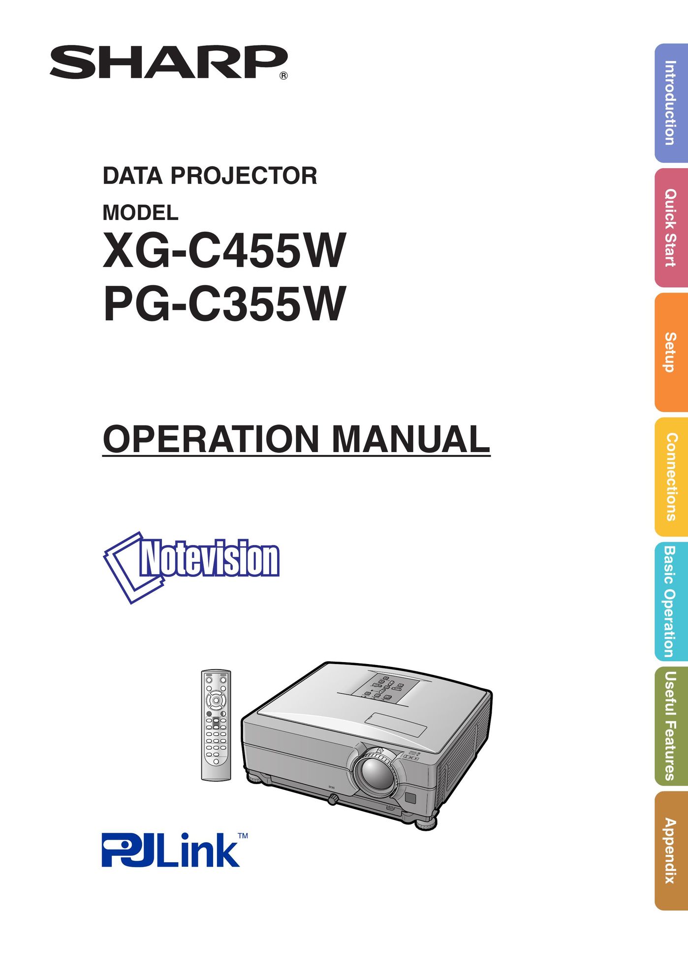 Sharp PG-C355W Projector User Manual
