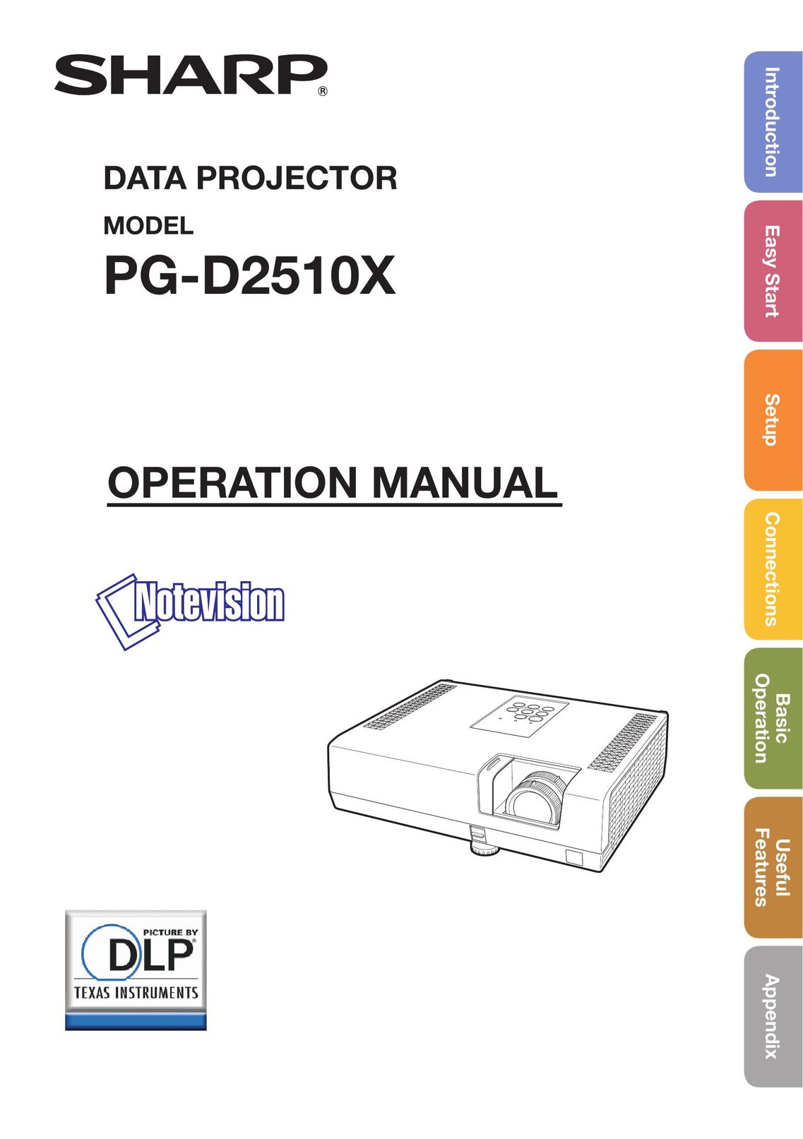 Sharp PG-D2510X Projector User Manual
