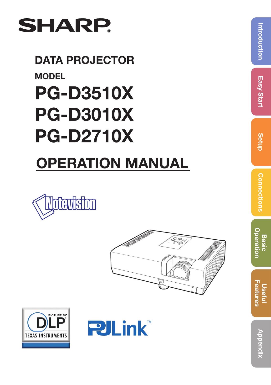 Sharp PG-D2710X Projector User Manual