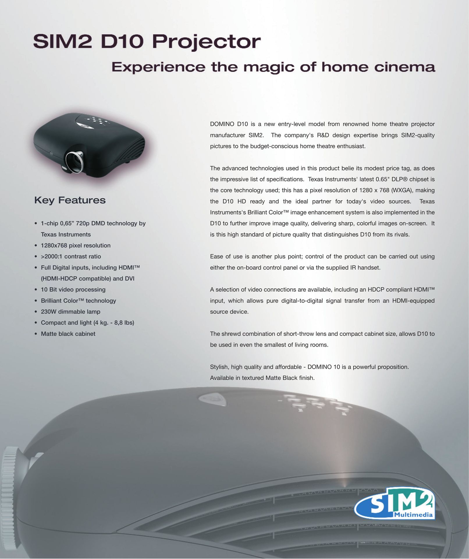 Sim2 Multimedia D10 Projector User Manual