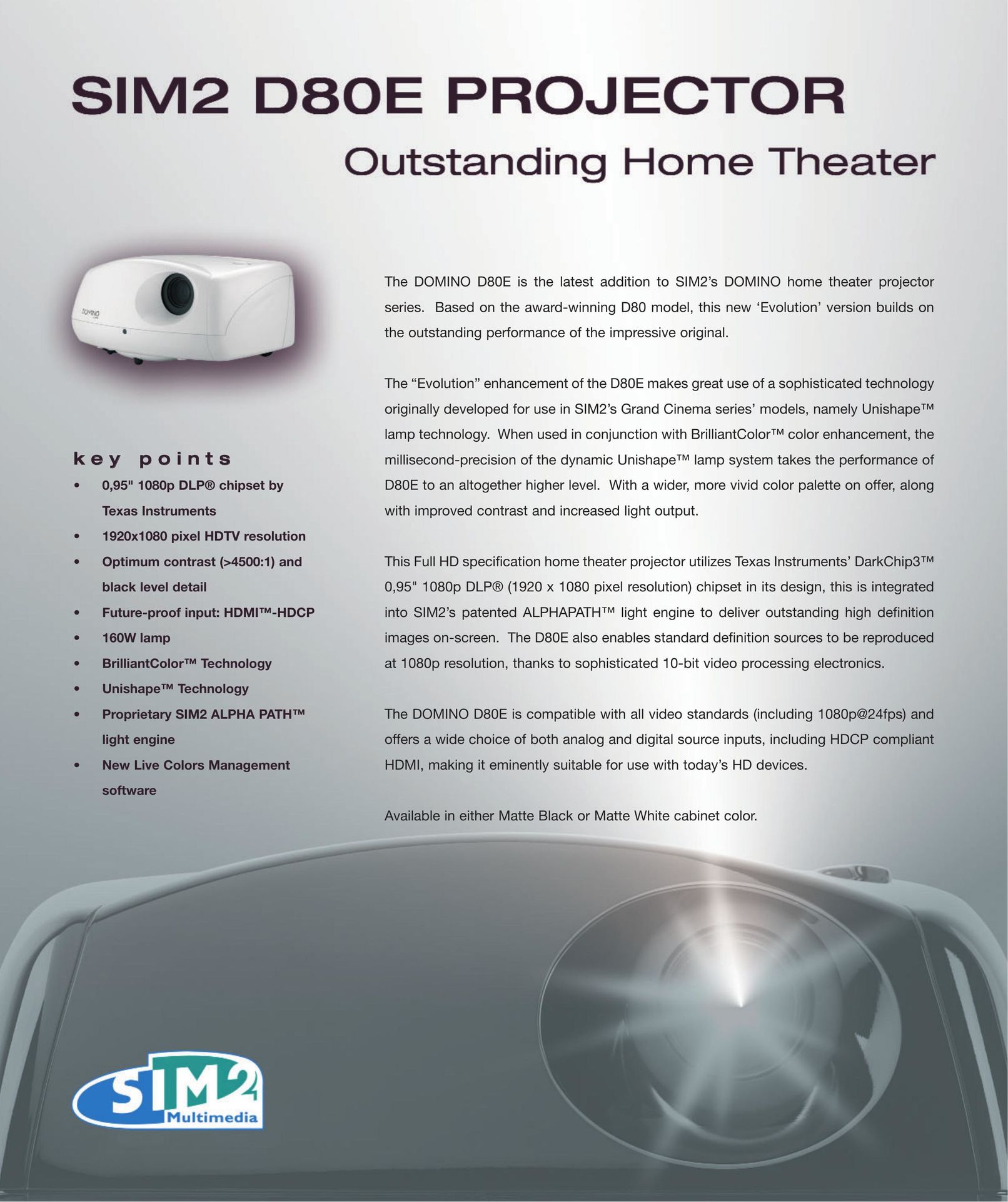 Sim2 Multimedia D80E Projector User Manual