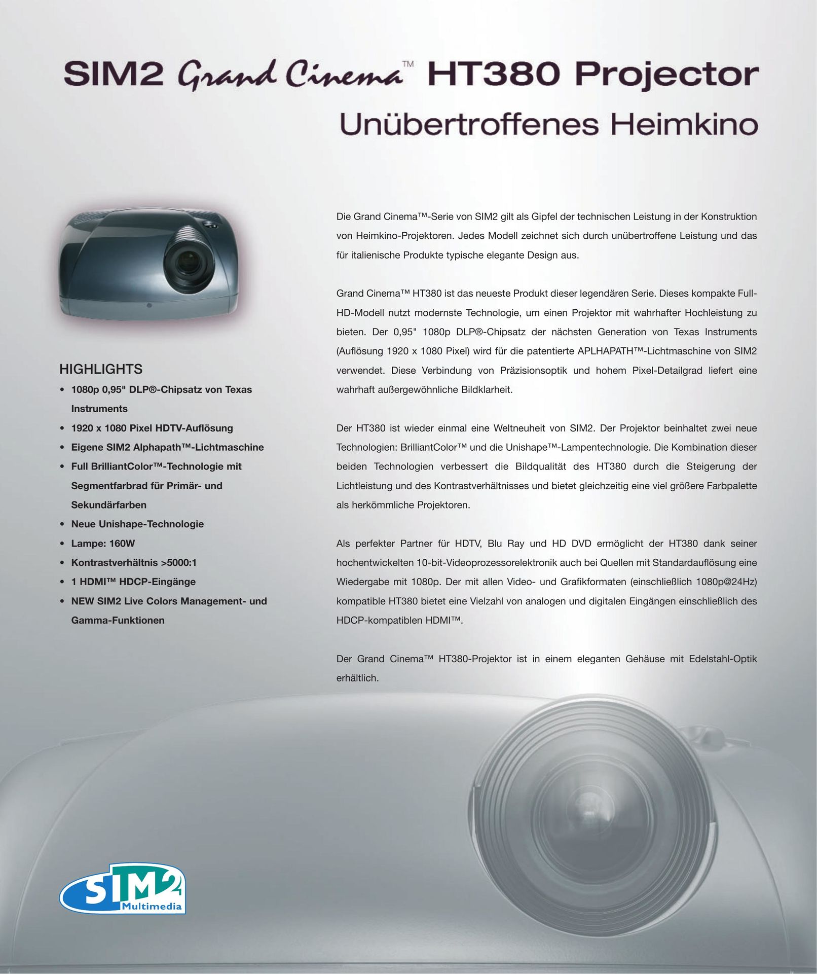 Sim2 Multimedia HT380 Projector User Manual