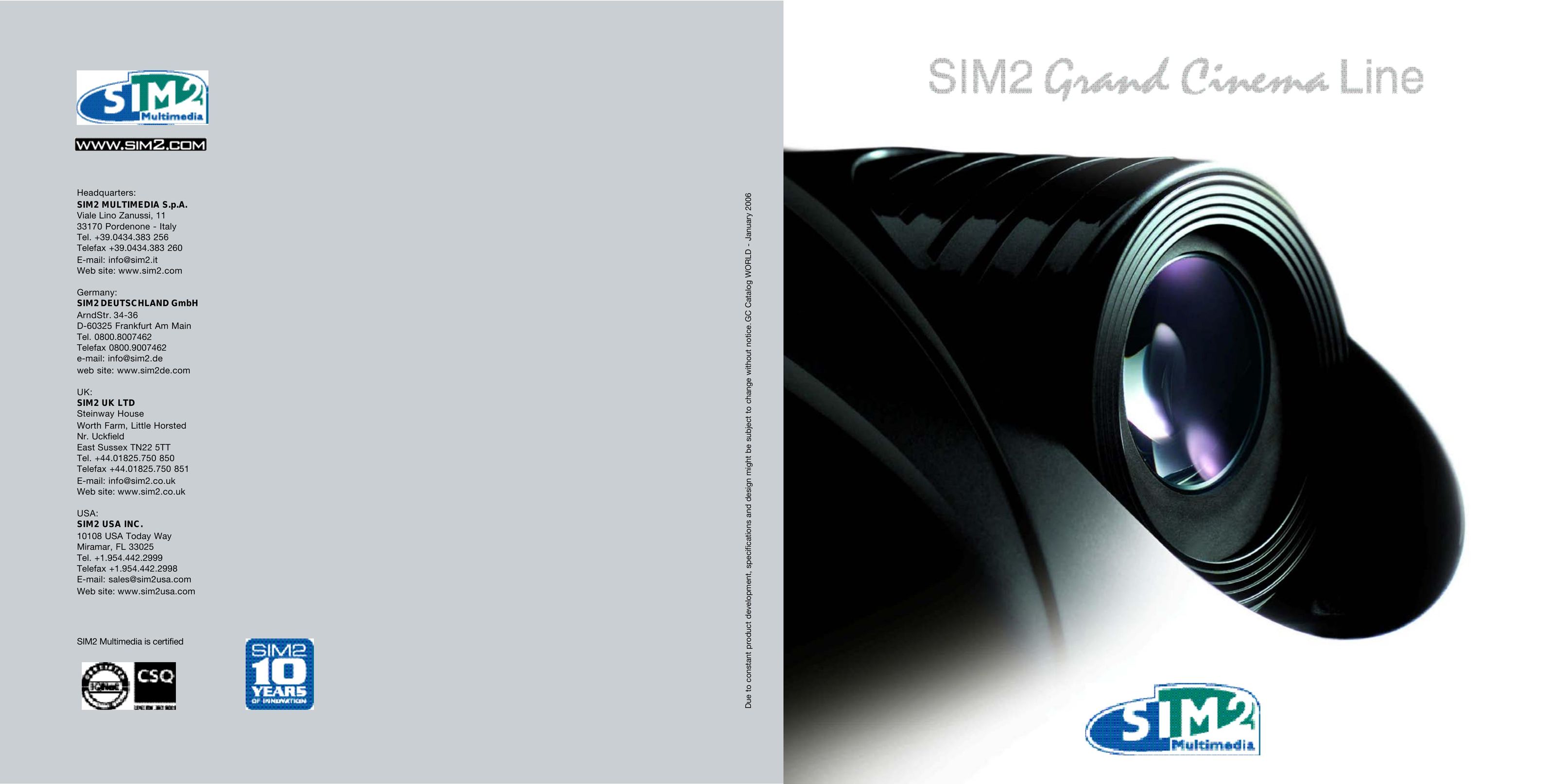 Sim2 Multimedia RTX55H Projector User Manual