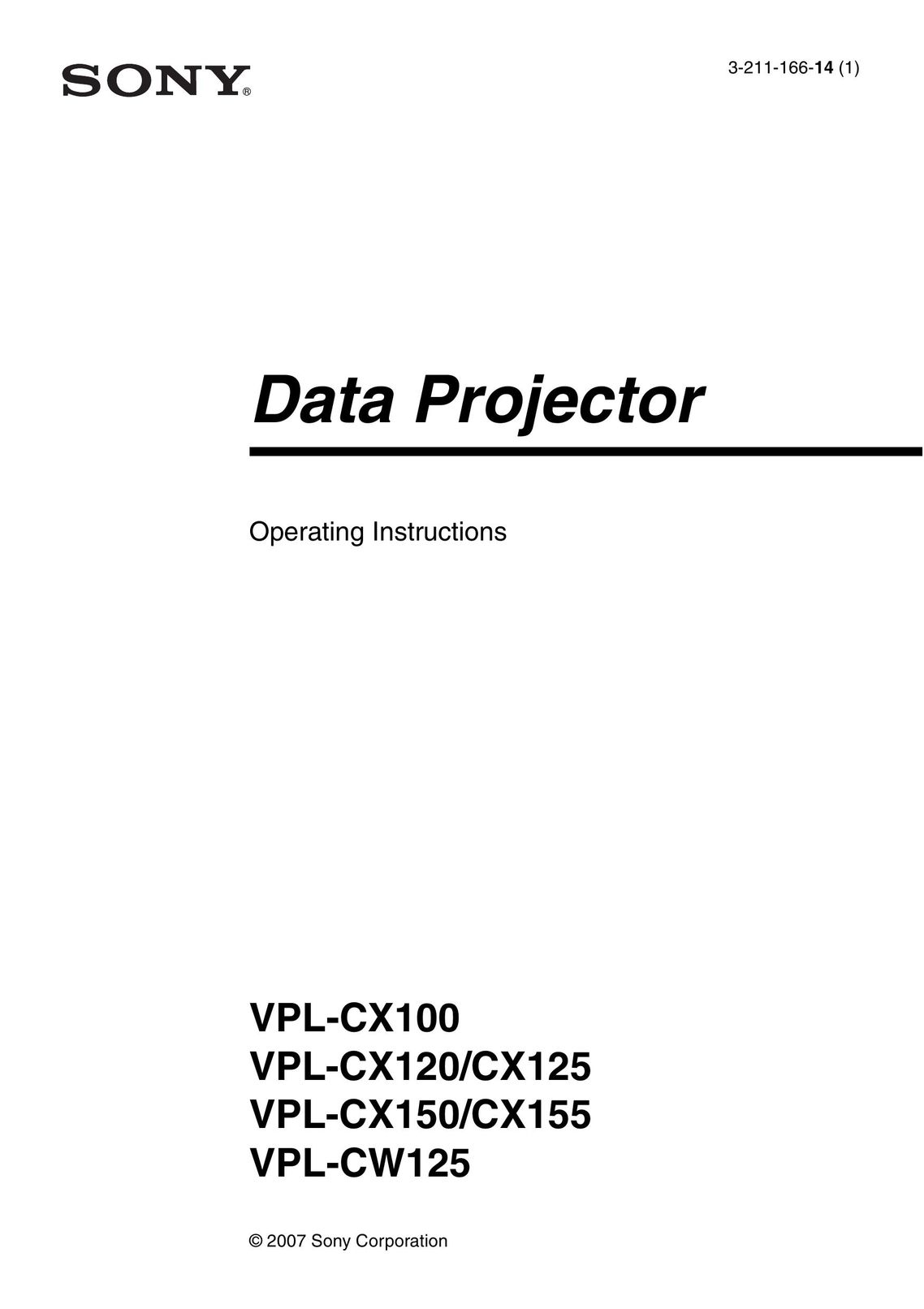 Sony CX125 Projector User Manual