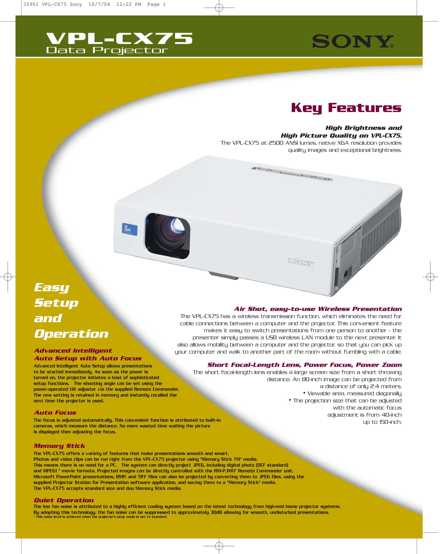 Sony CX75 Projector User Manual