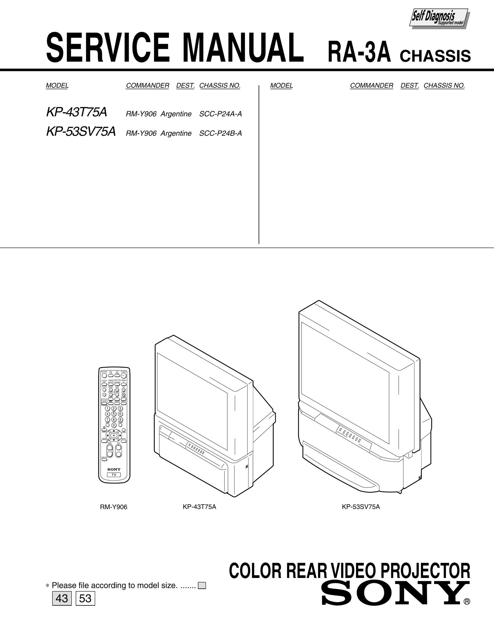 Sony KP-43T75A Projector User Manual