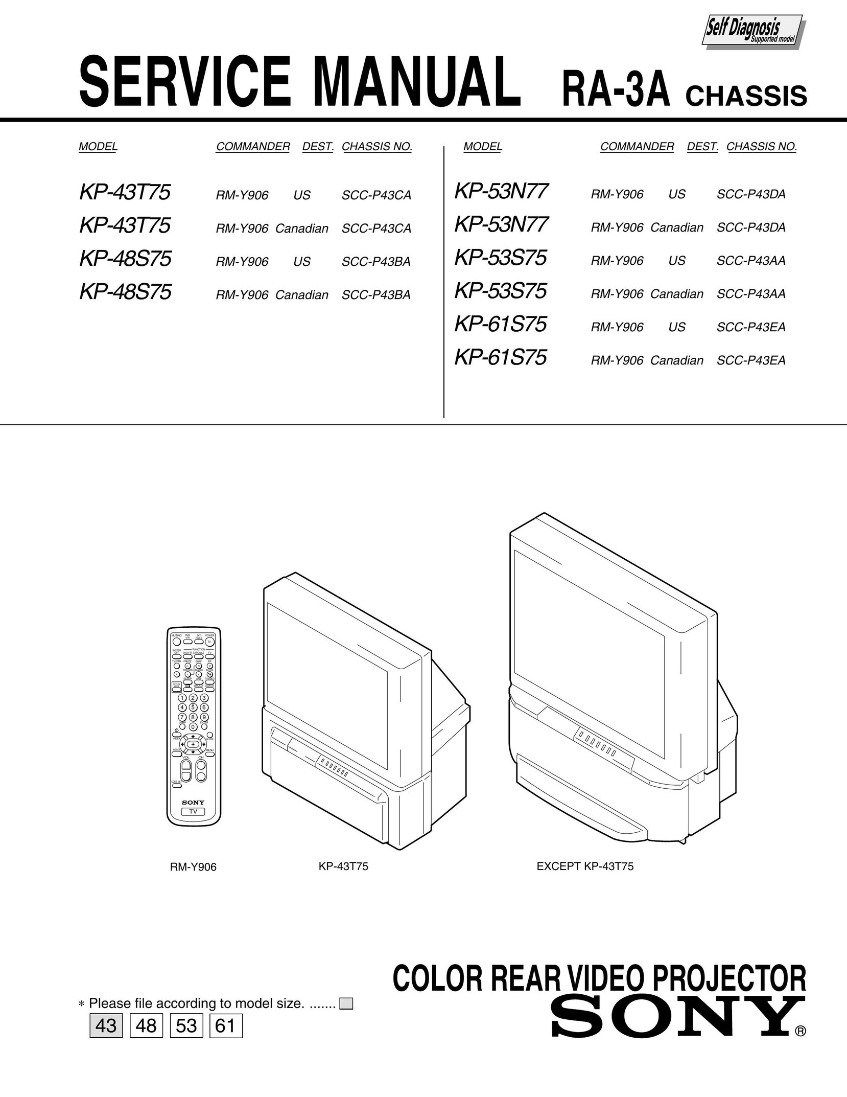 Sony KP-53N77 Projector User Manual