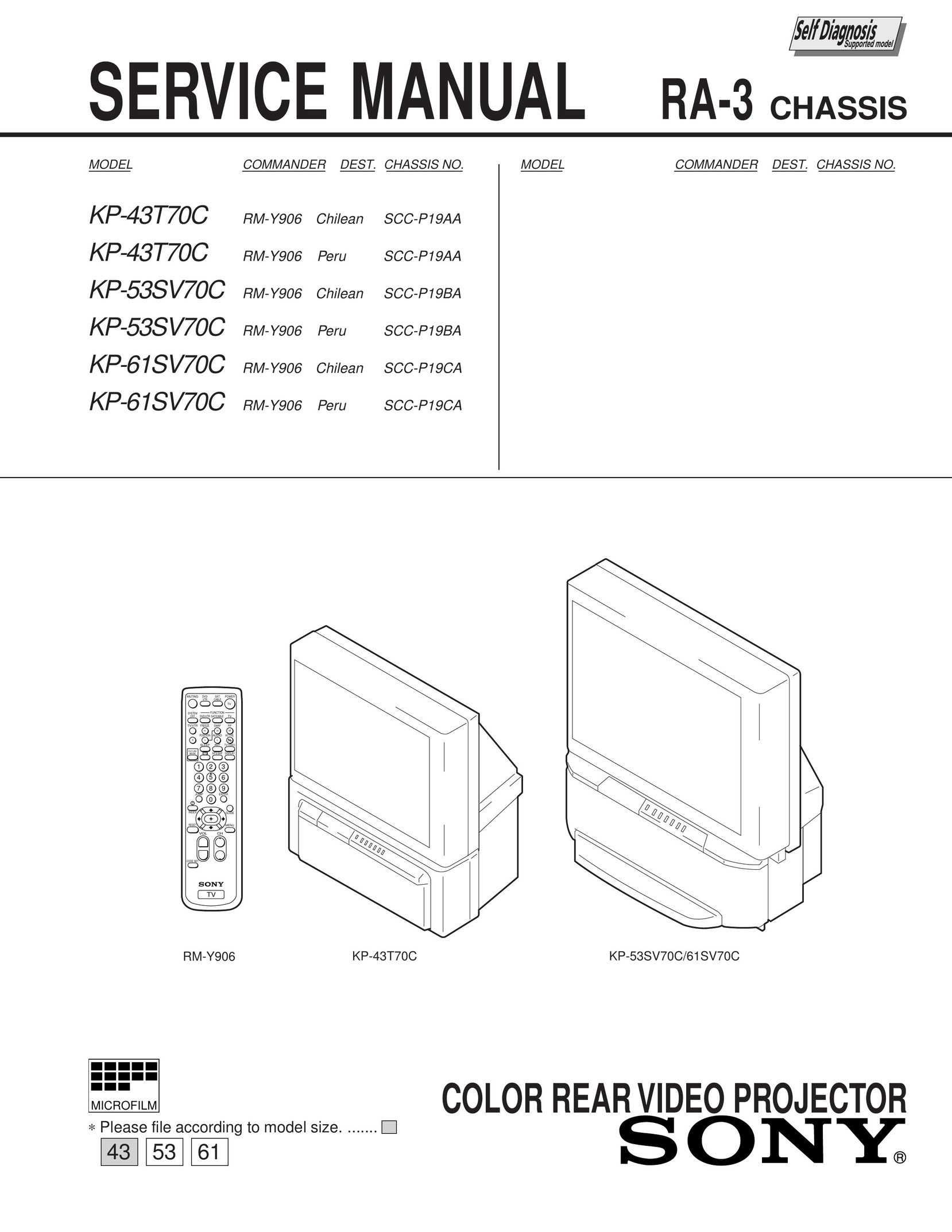Sony KP-53SV70C Projector User Manual