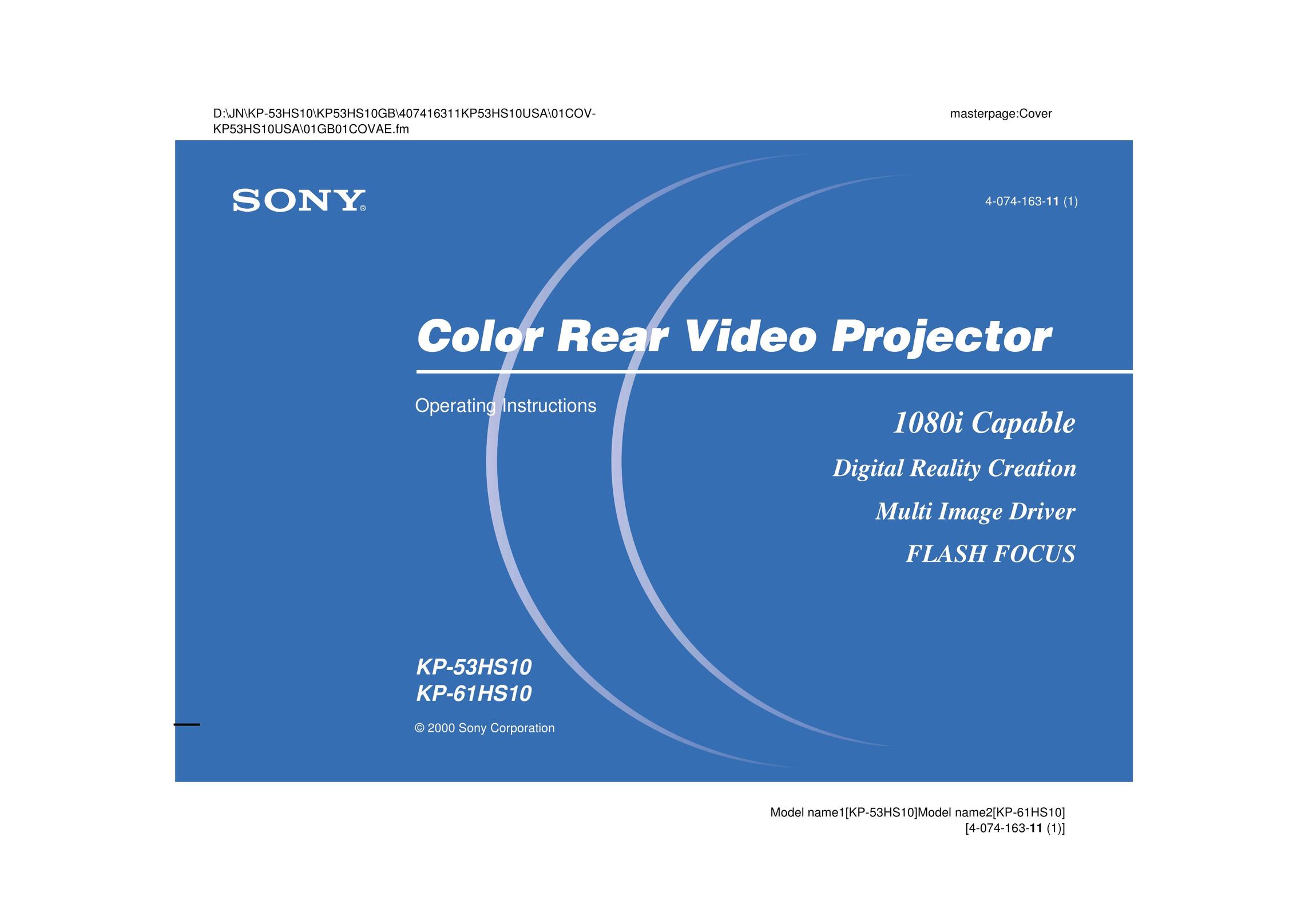 Sony KP-61HS10 Projector User Manual