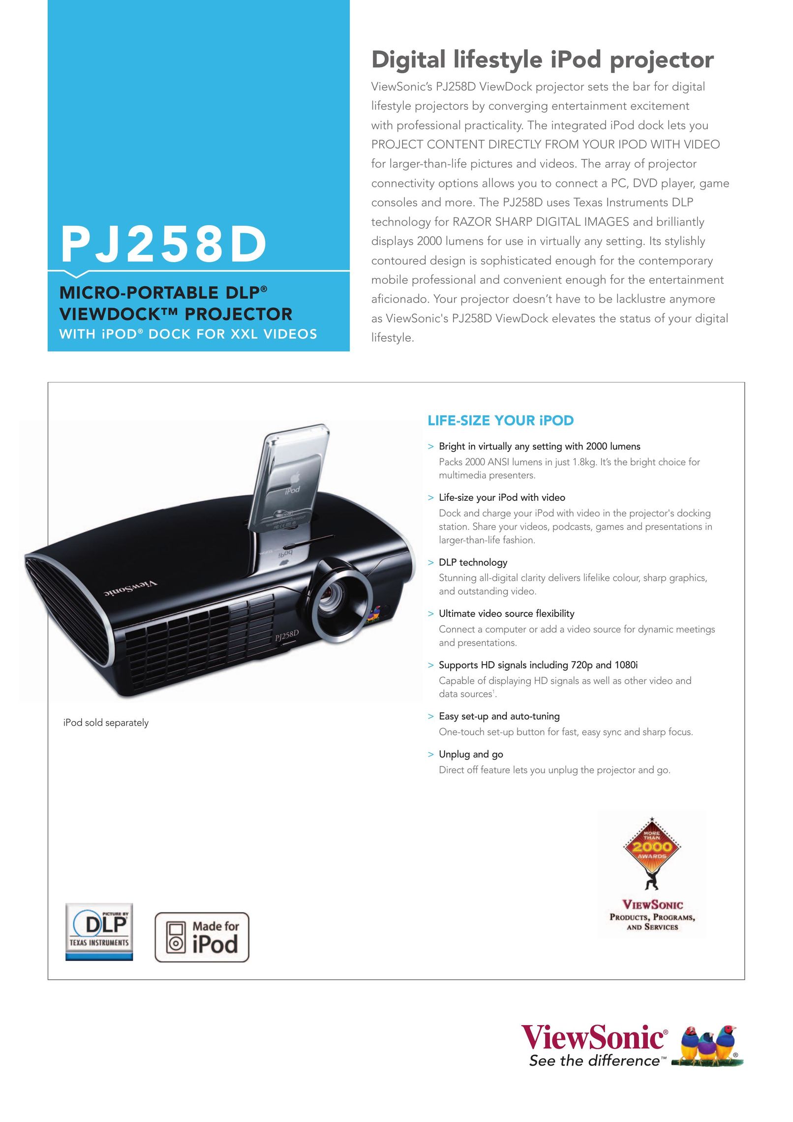 ViewSonic PJ258D Projector User Manual