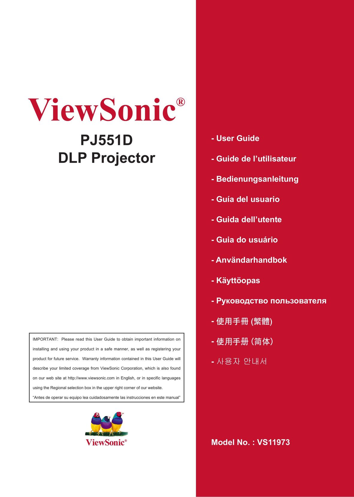 ViewSonic PJ551D Projector User Manual