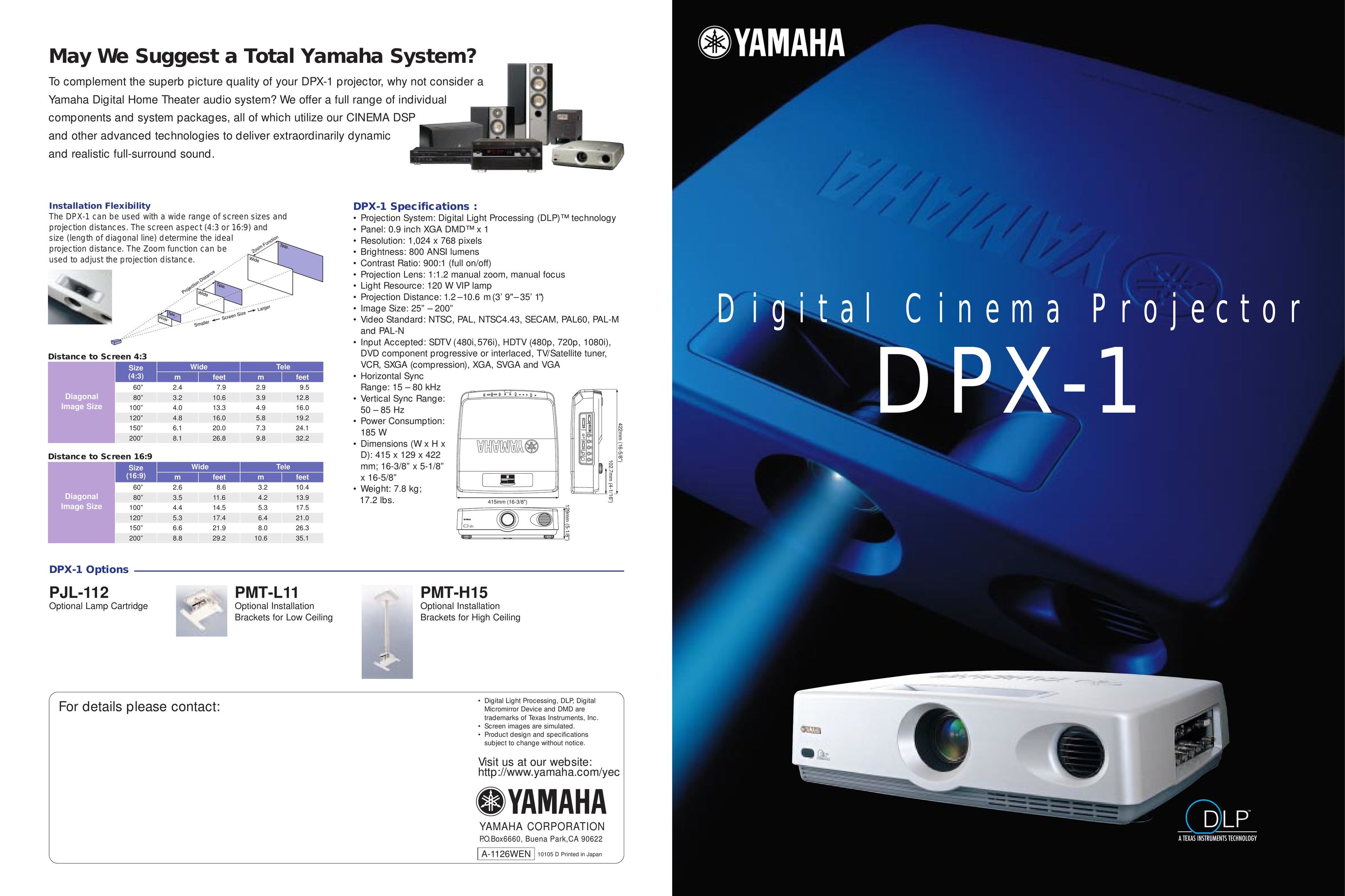 Yamaha Digital Cinema Projector Projector User Manual