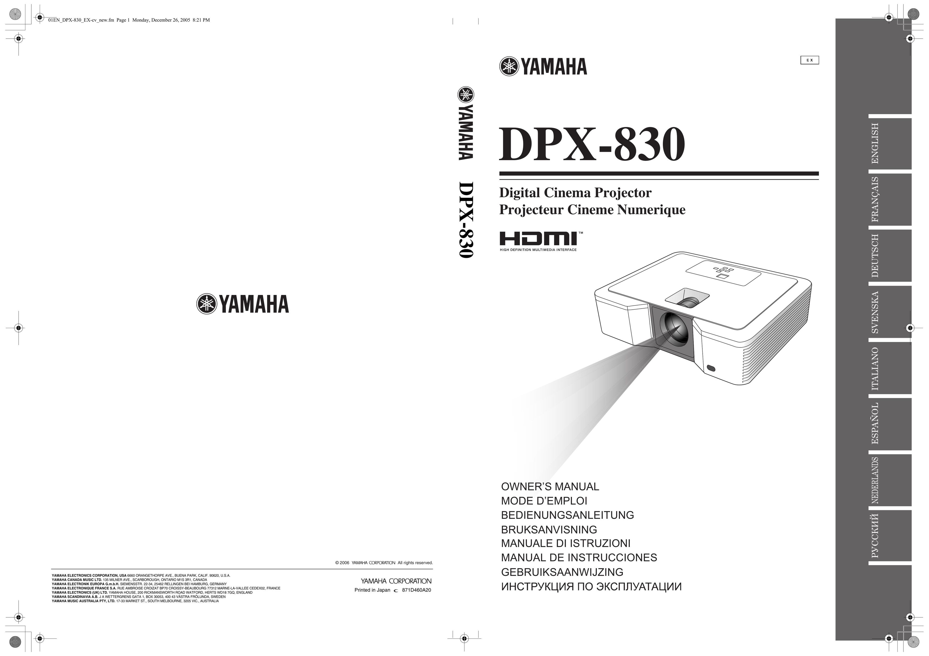 Yamaha DPX-830 Projector User Manual