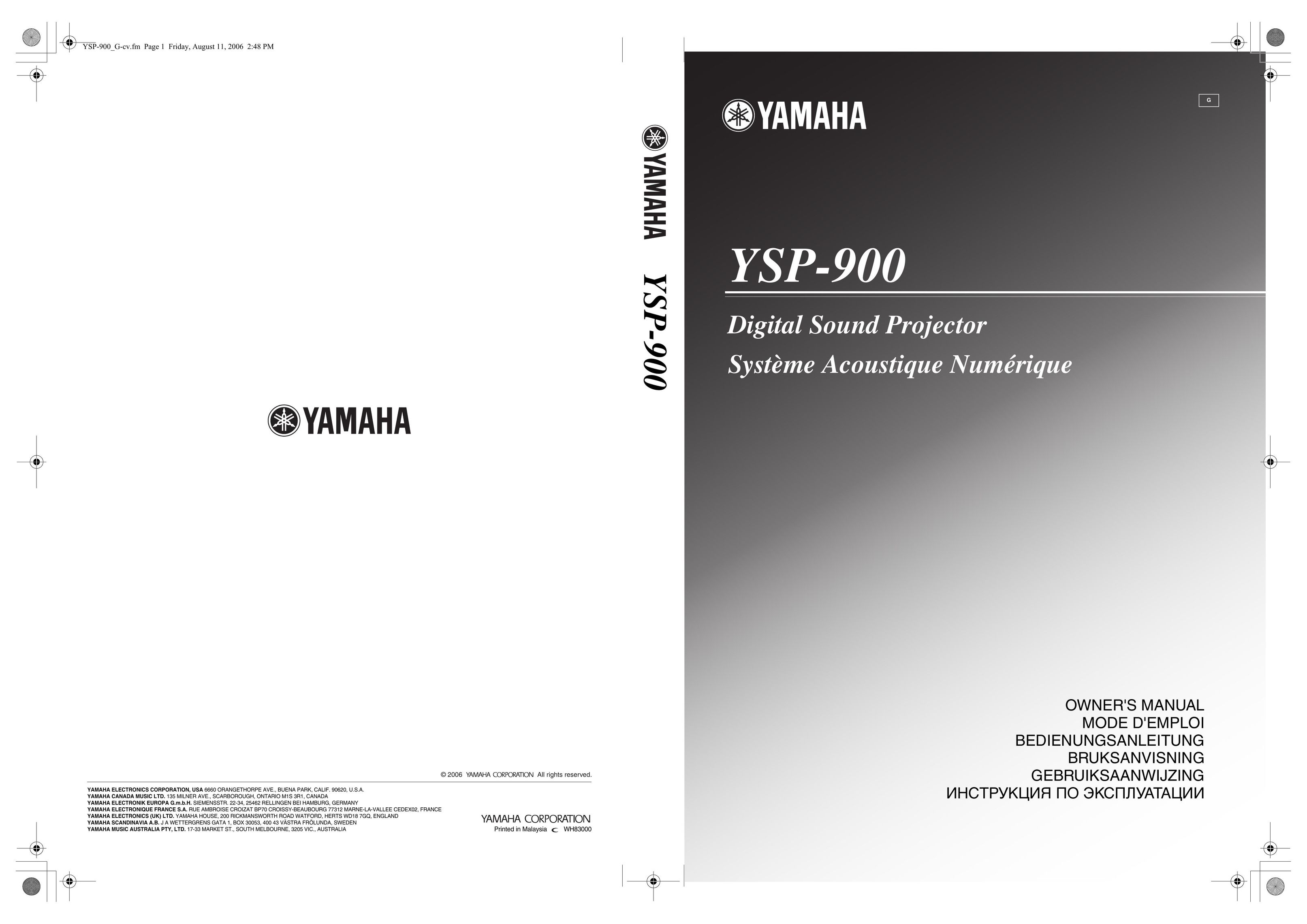 Yamaha YSP-900 Projector User Manual