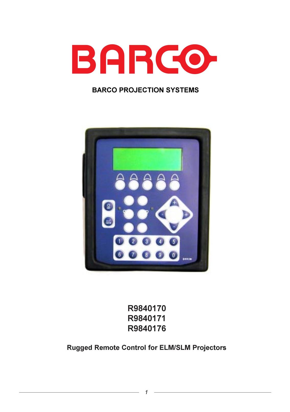 Barco R9840170 Projector Accessories User Manual
