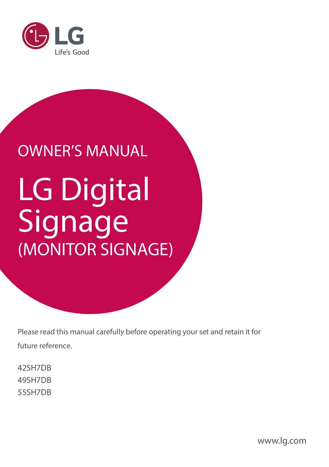 LG Electronics 55SH7DB Projector Accessories User Manual