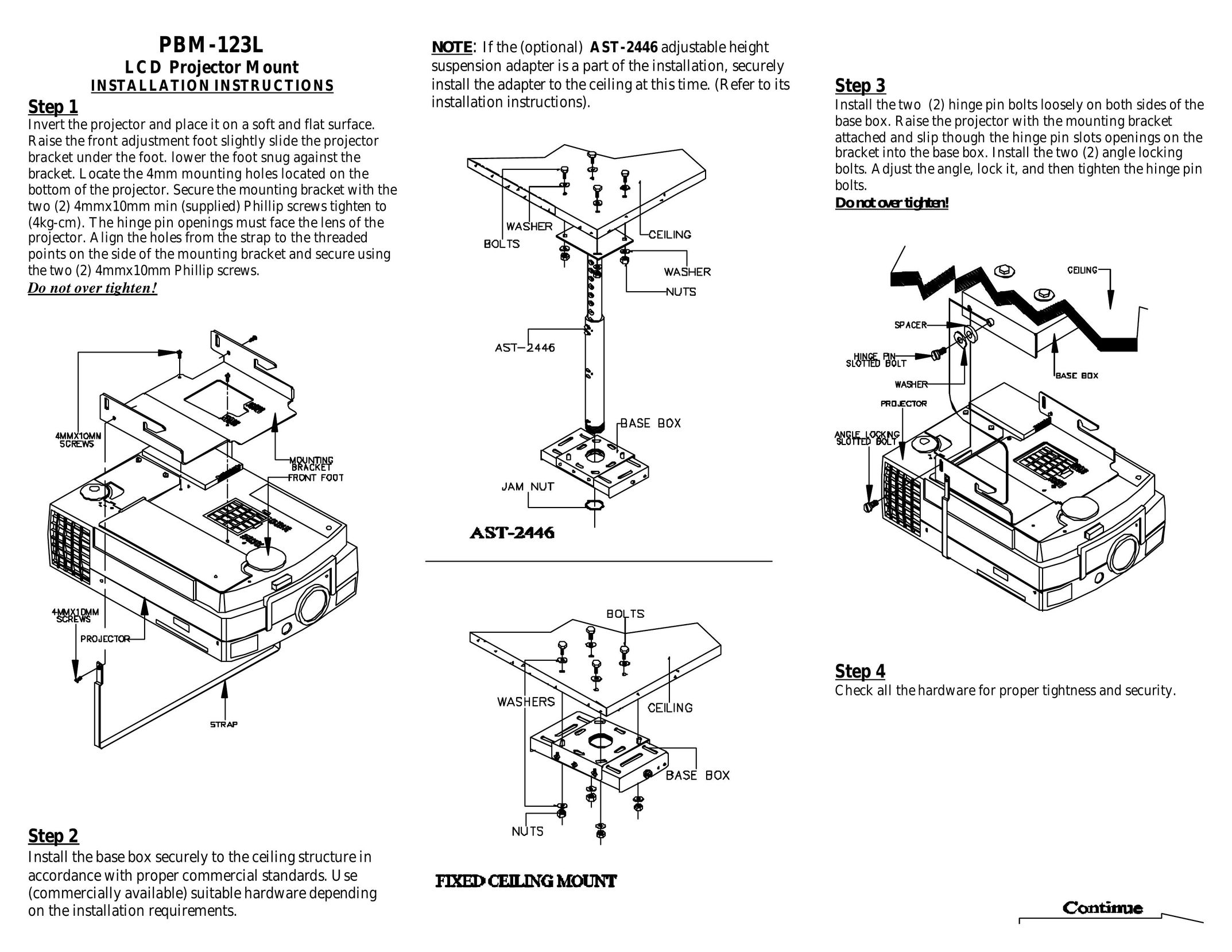 Premier Mounts PBM-123L Projector Accessories User Manual
