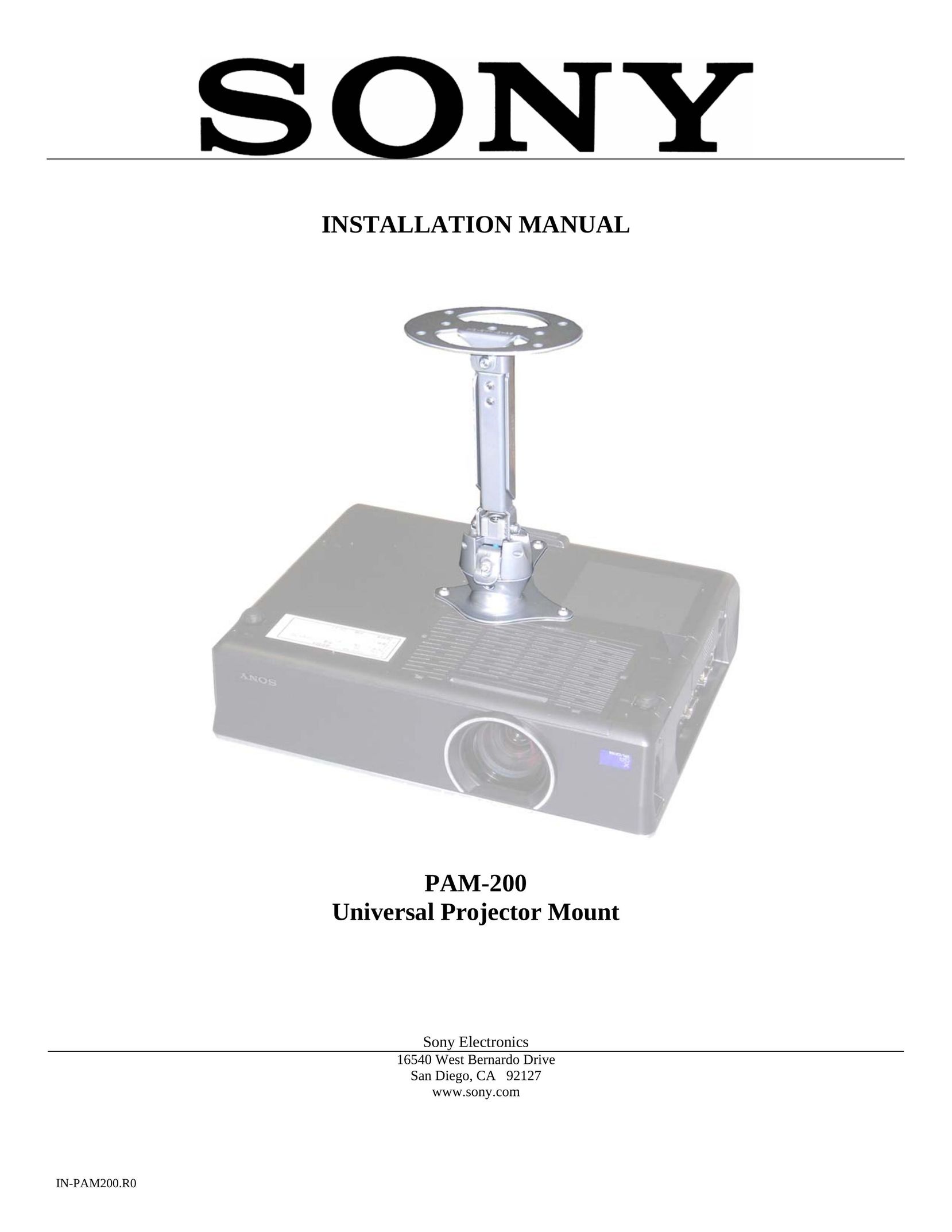 Sony PAM-200 Projector Accessories User Manual