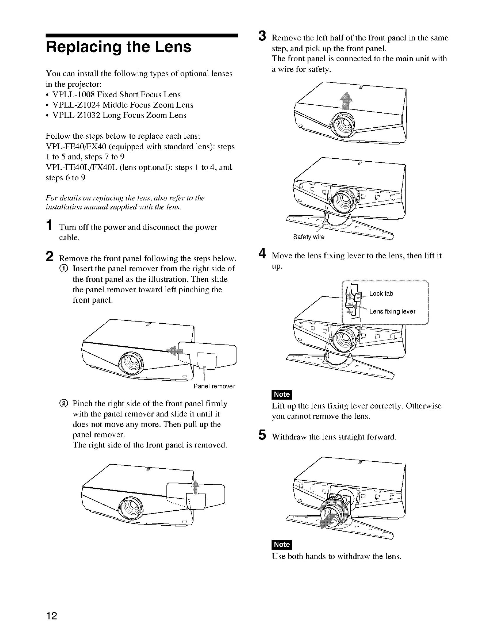 Sony VPLL-Z1032 Projector Accessories User Manual