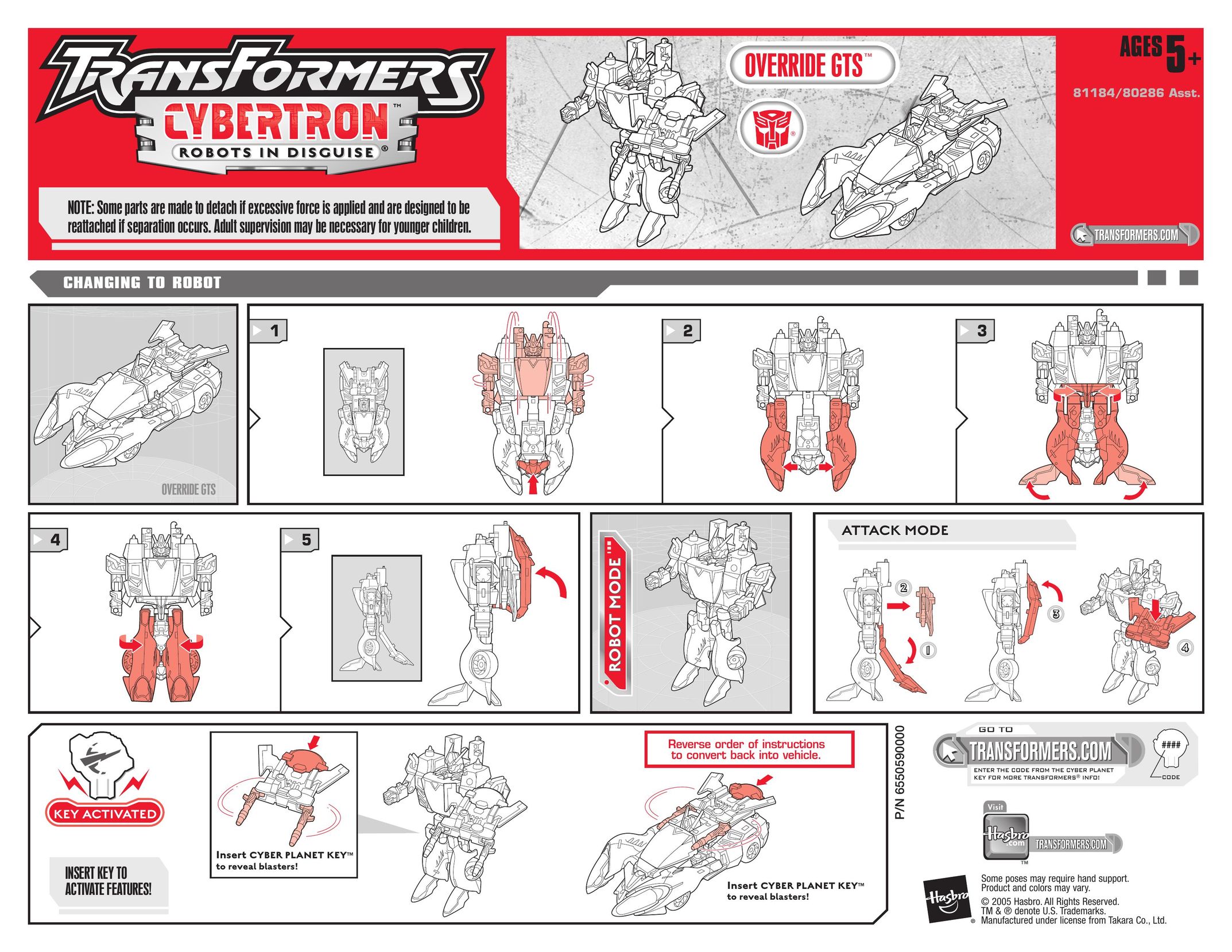 Hasbro 80286 Robotics User Manual