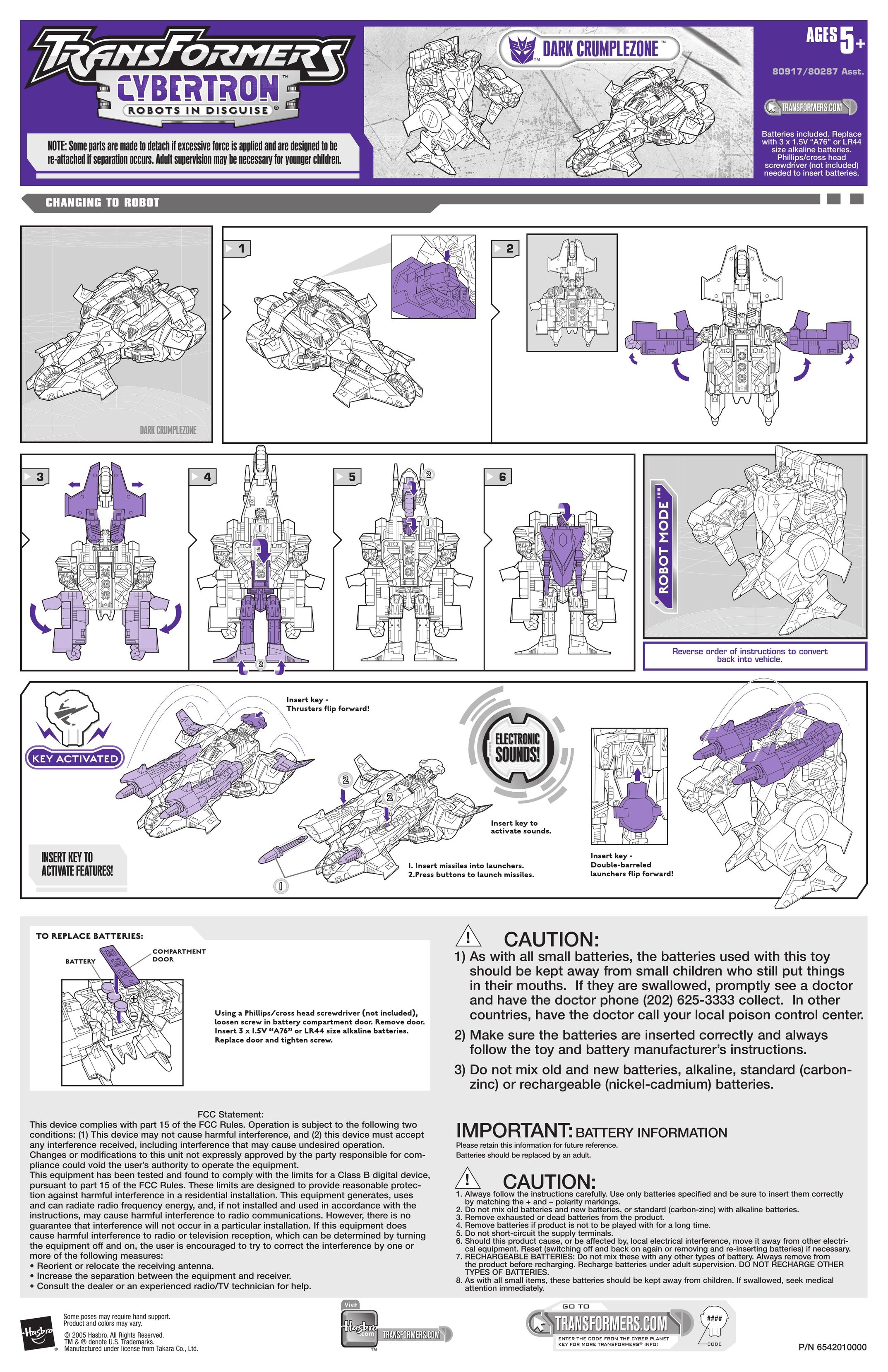 Hasbro 80287 Robotics User Manual