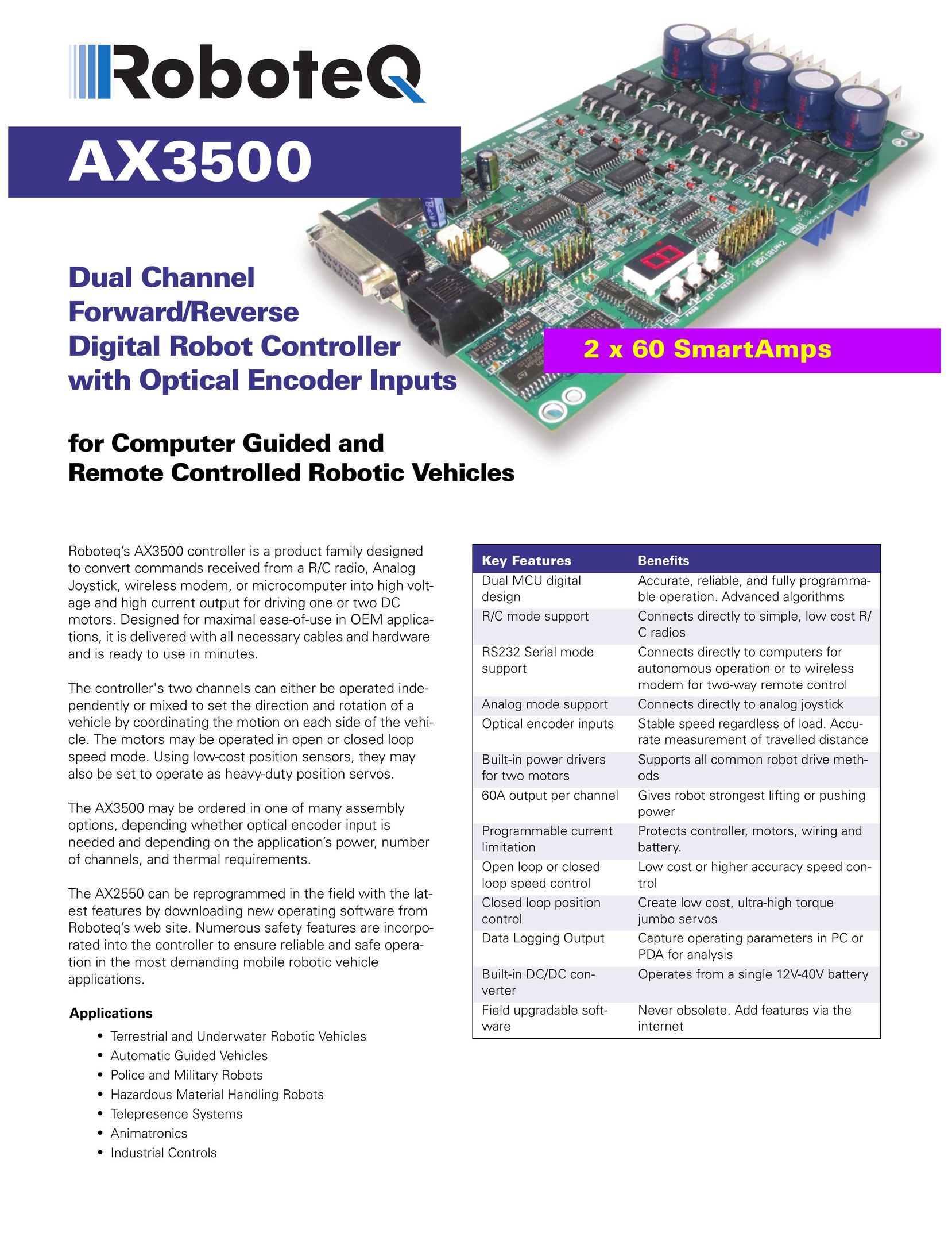 RoboteQ AX3500 Robotics User Manual