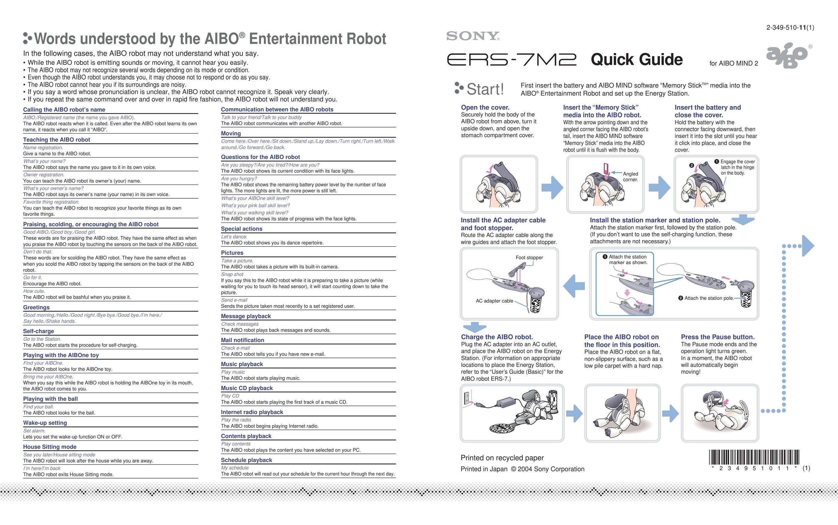 Sony AIBO MIND 2 Robotics User Manual