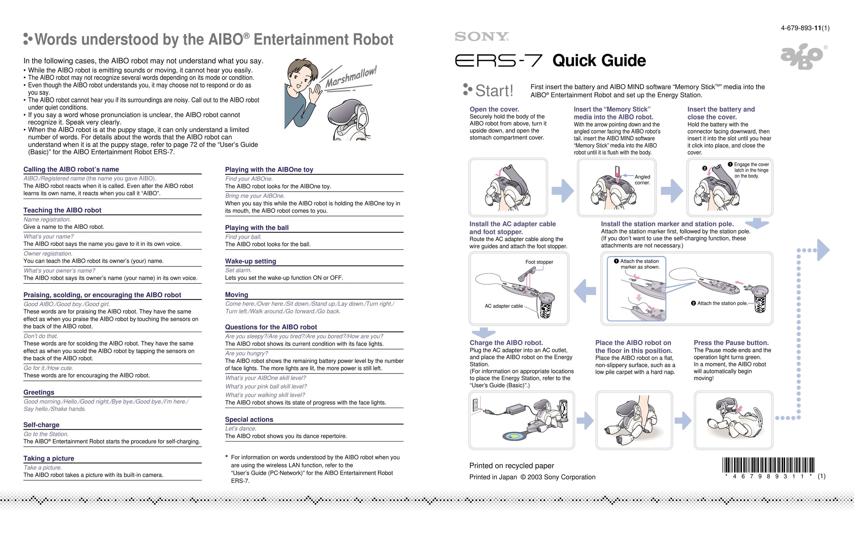 Sony ERS-7 Robotics User Manual