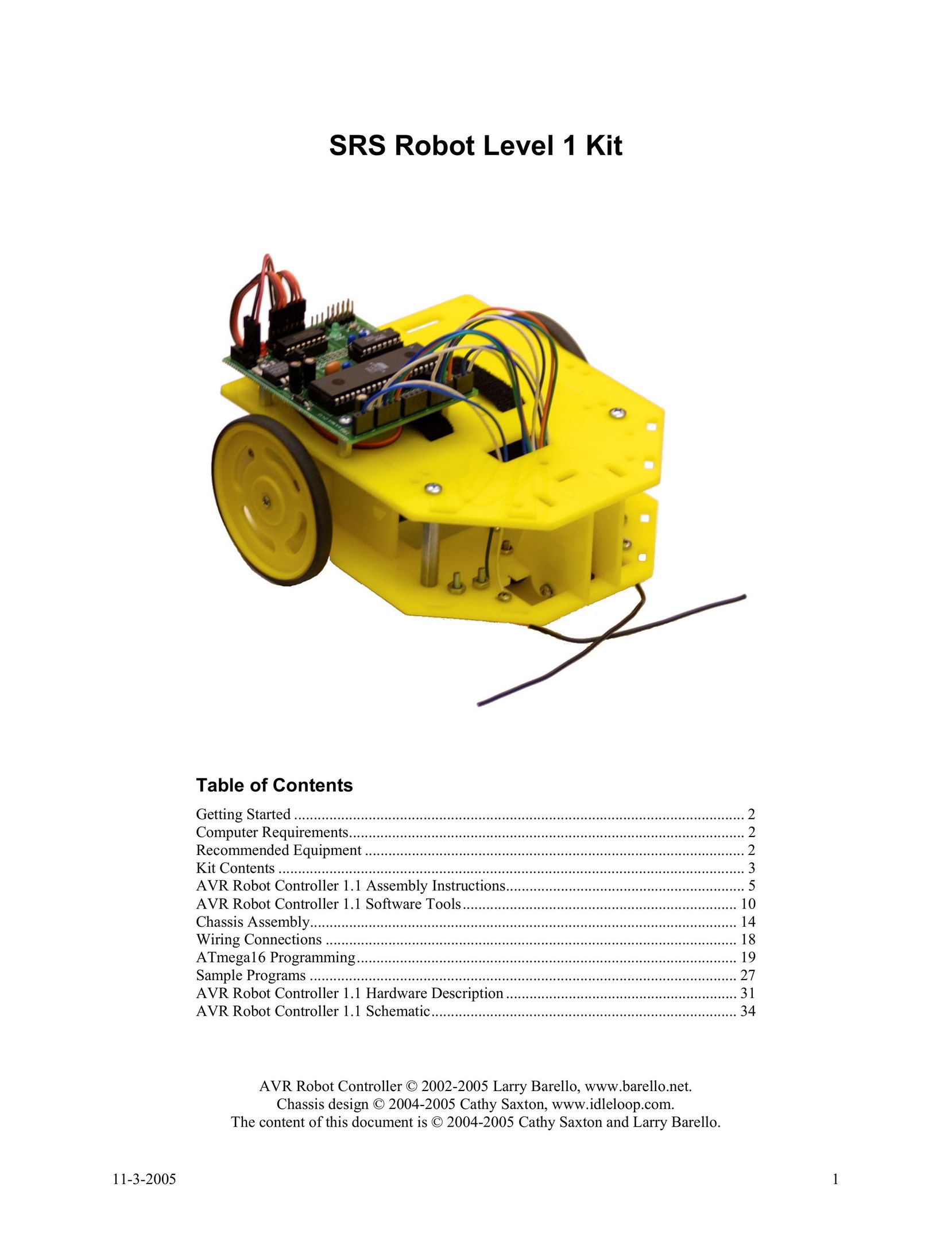 SRS Labs SRS Robot Level 1 Kit Robotics User Manual