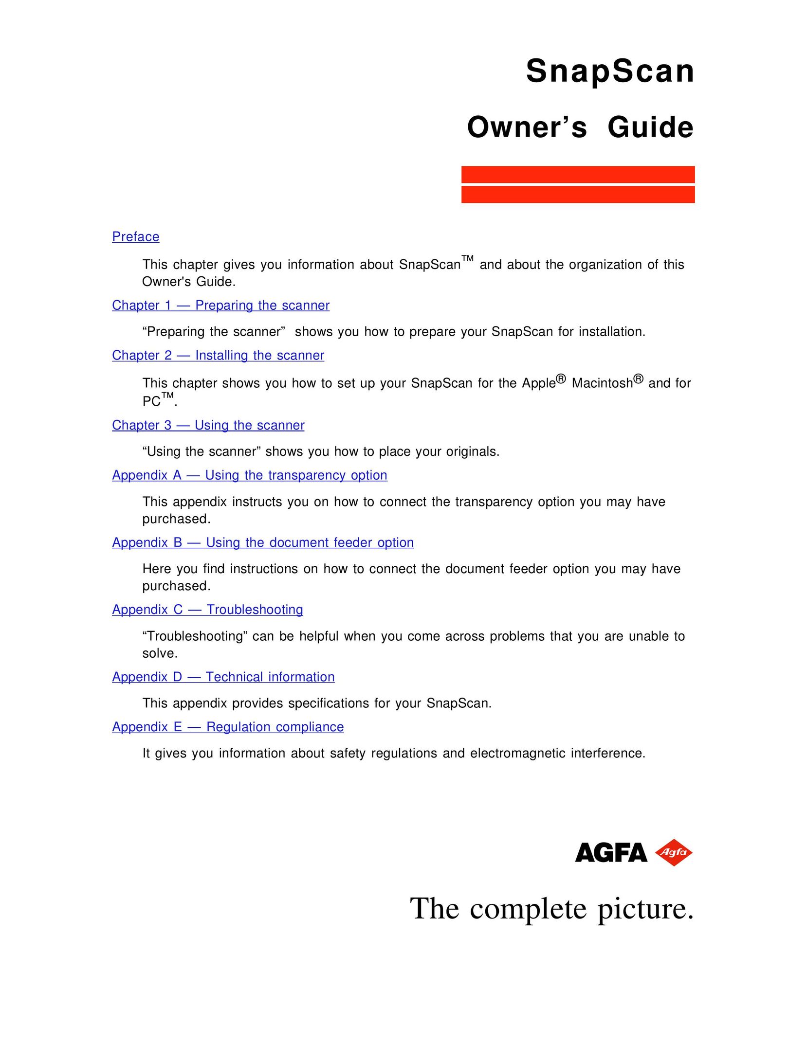 AGFA Scanner Scanner User Manual