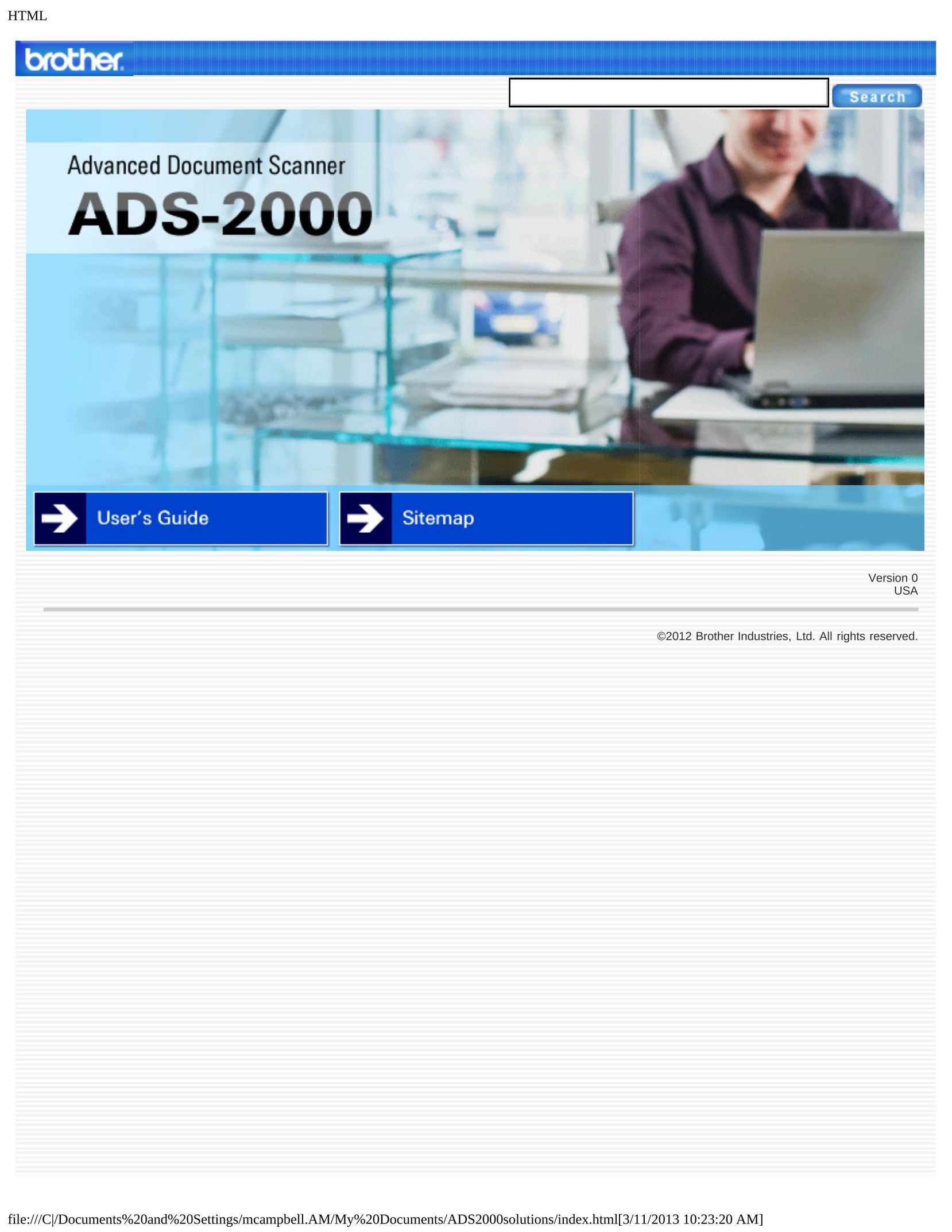 Brother ADS2000 Scanner User Manual