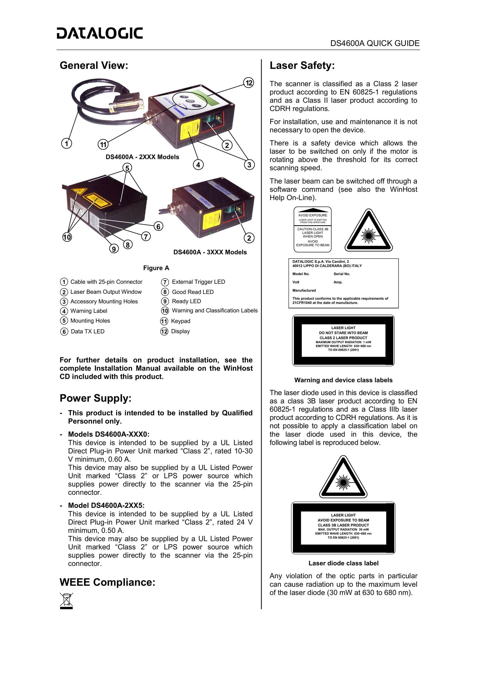 Datalogic Scanning DS4600A-XXX0 Scanner User Manual