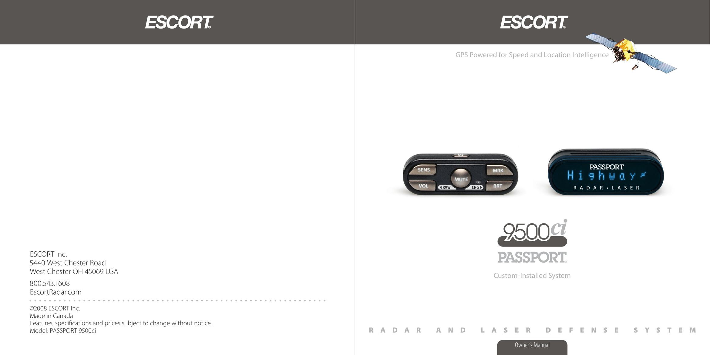 Escort 9500CI Scanner User Manual