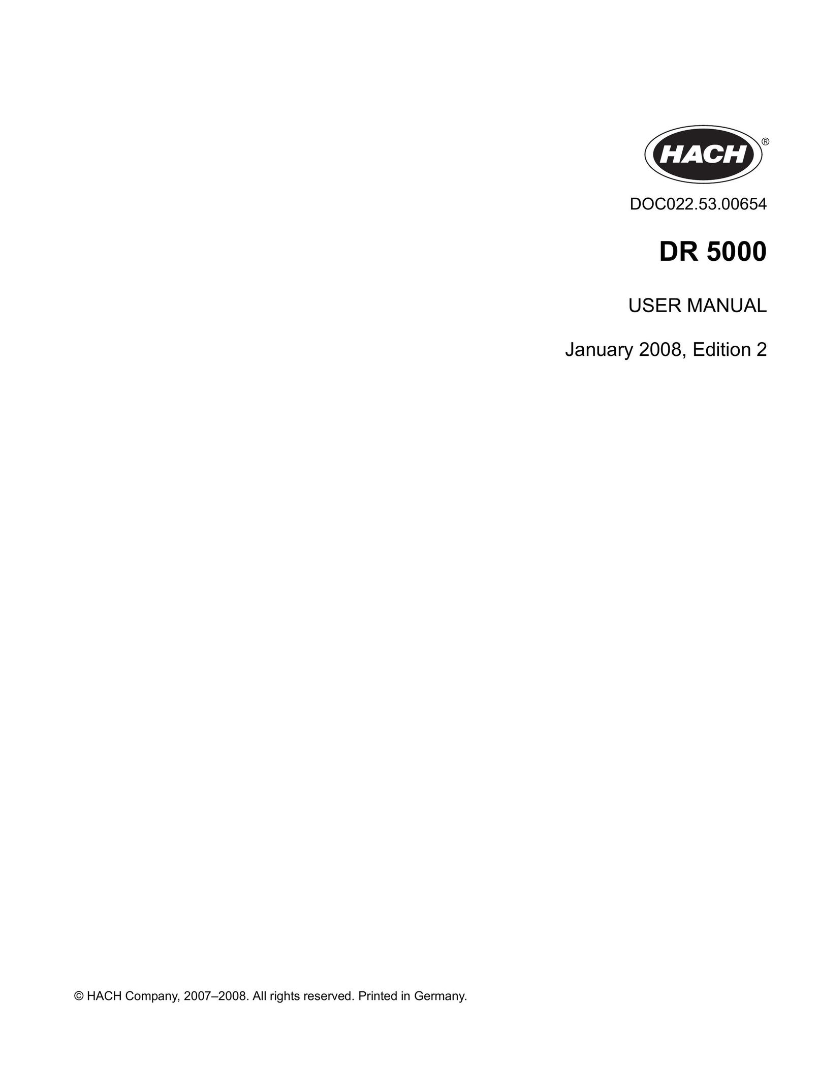 Hach DR 5000 Scanner User Manual