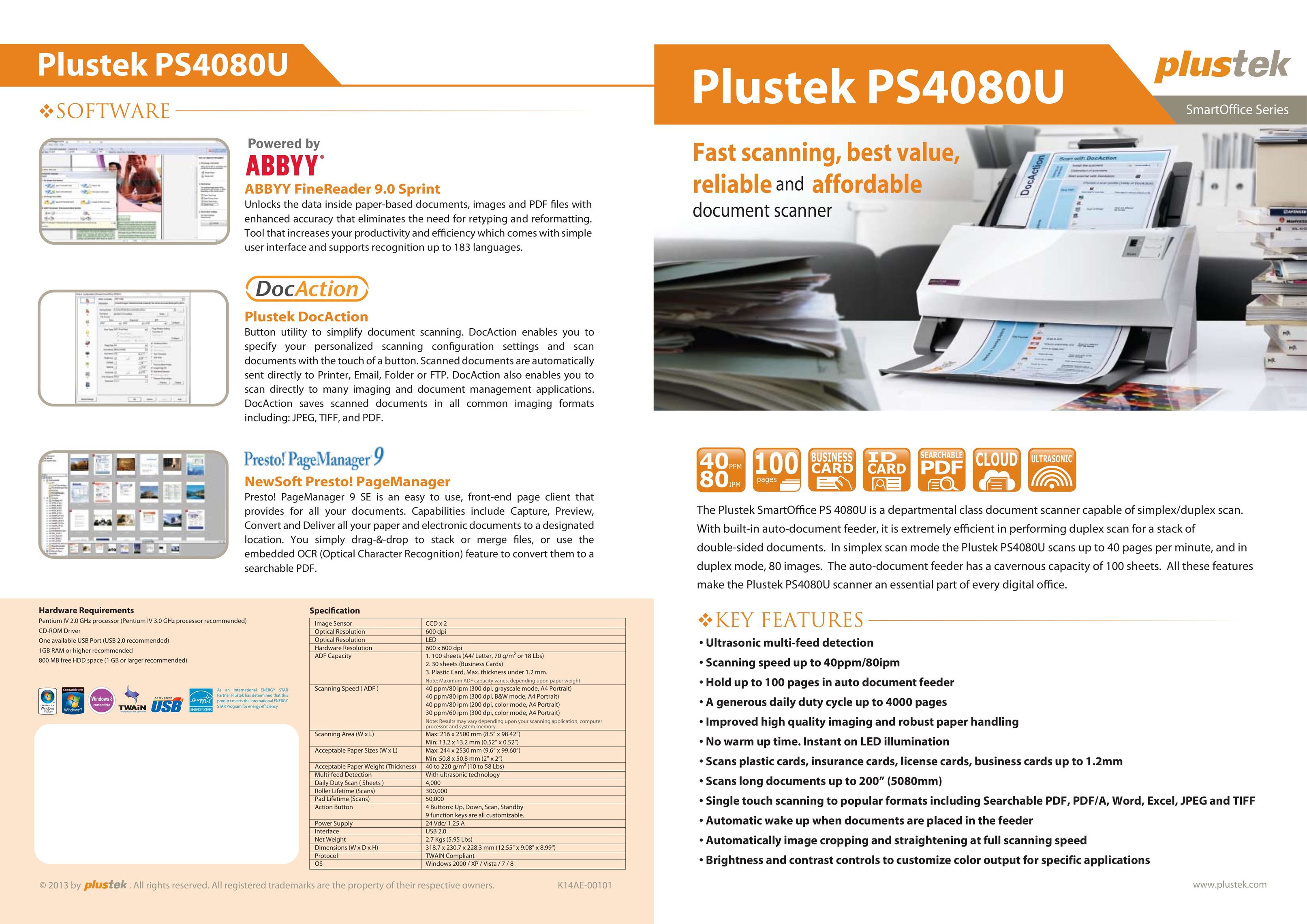 Plustek PS4080U Scanner User Manual