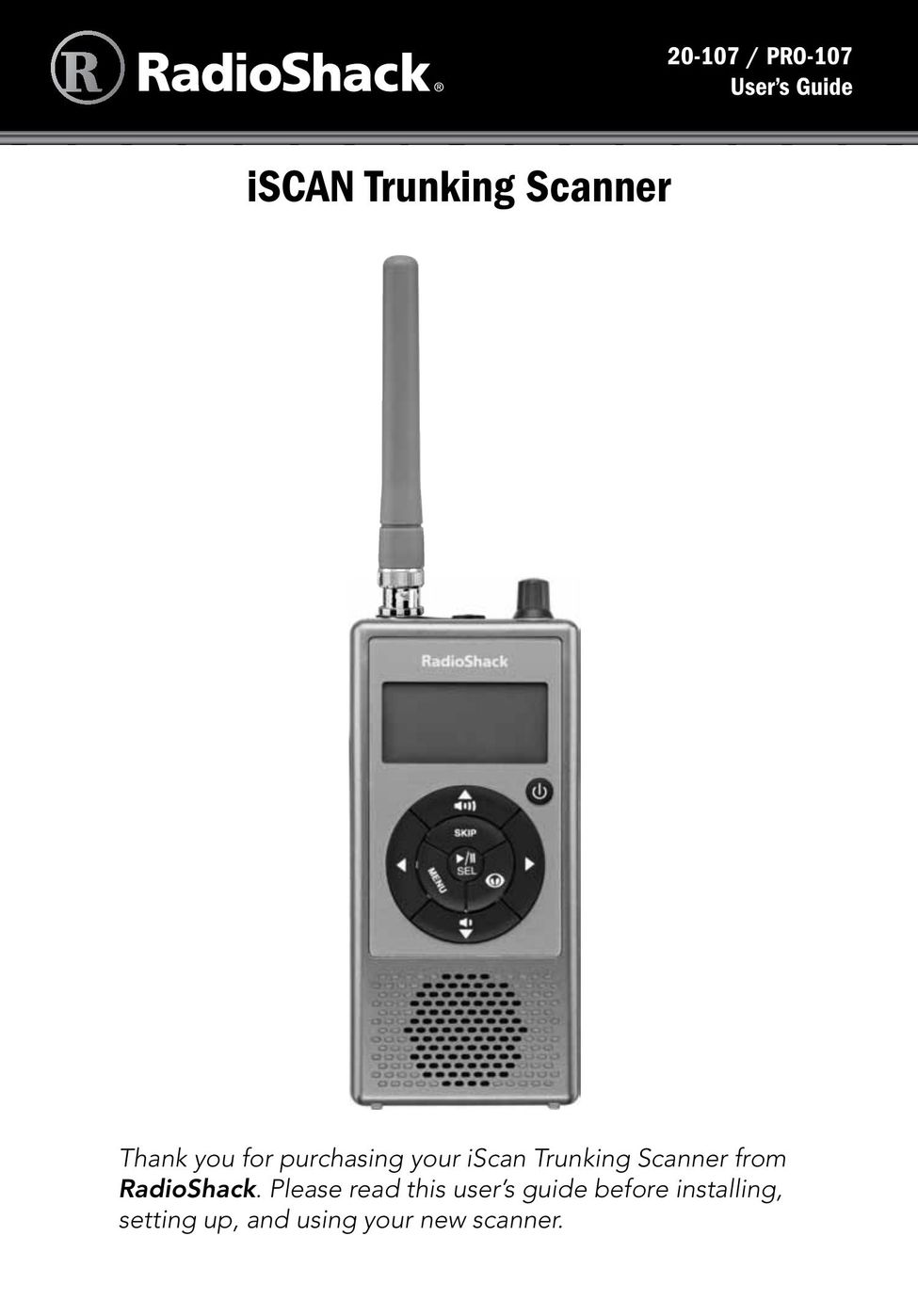 Radio Shack 20-107 Scanner User Manual