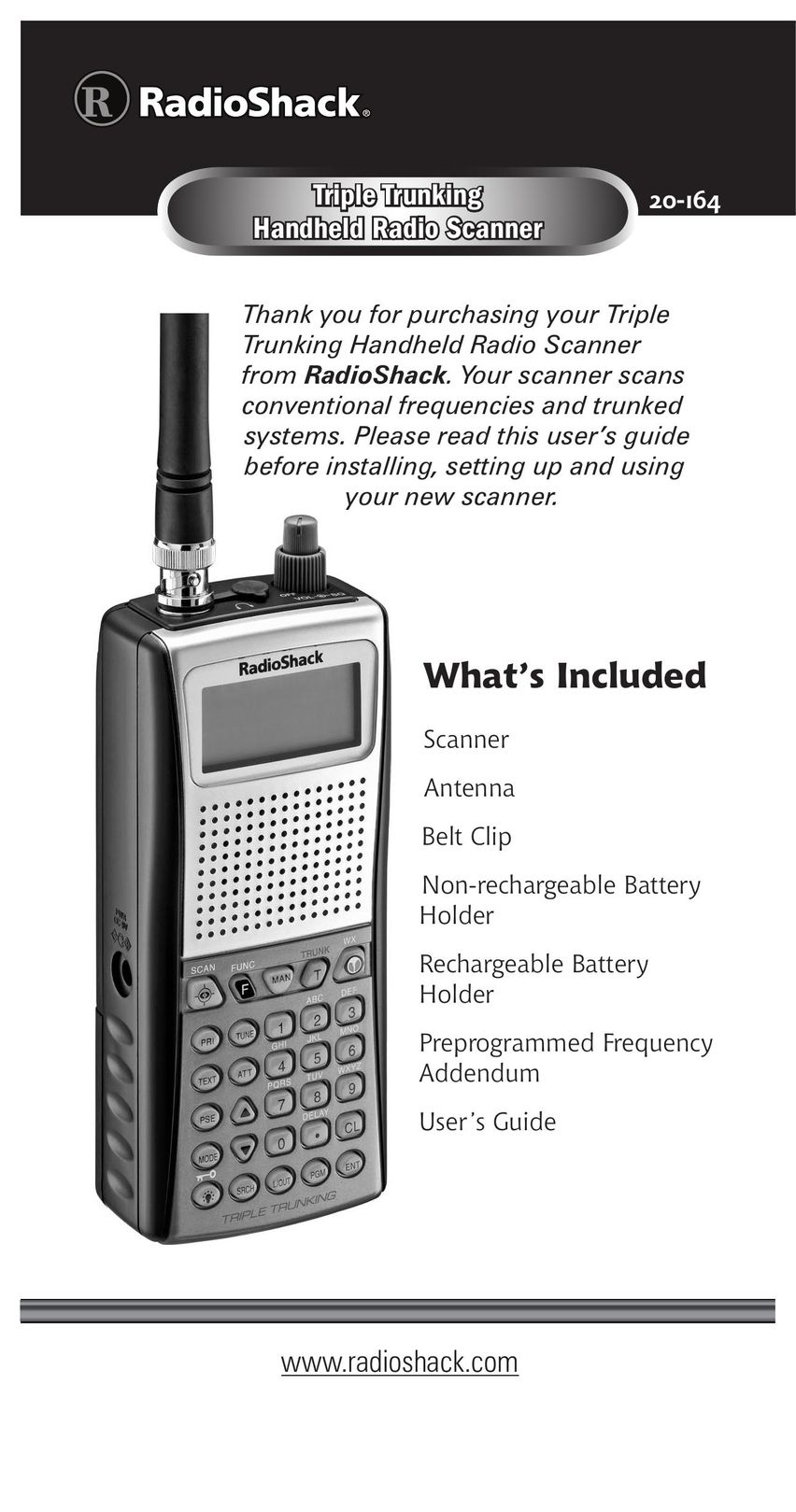 Radio Shack 20-164 Scanner User Manual