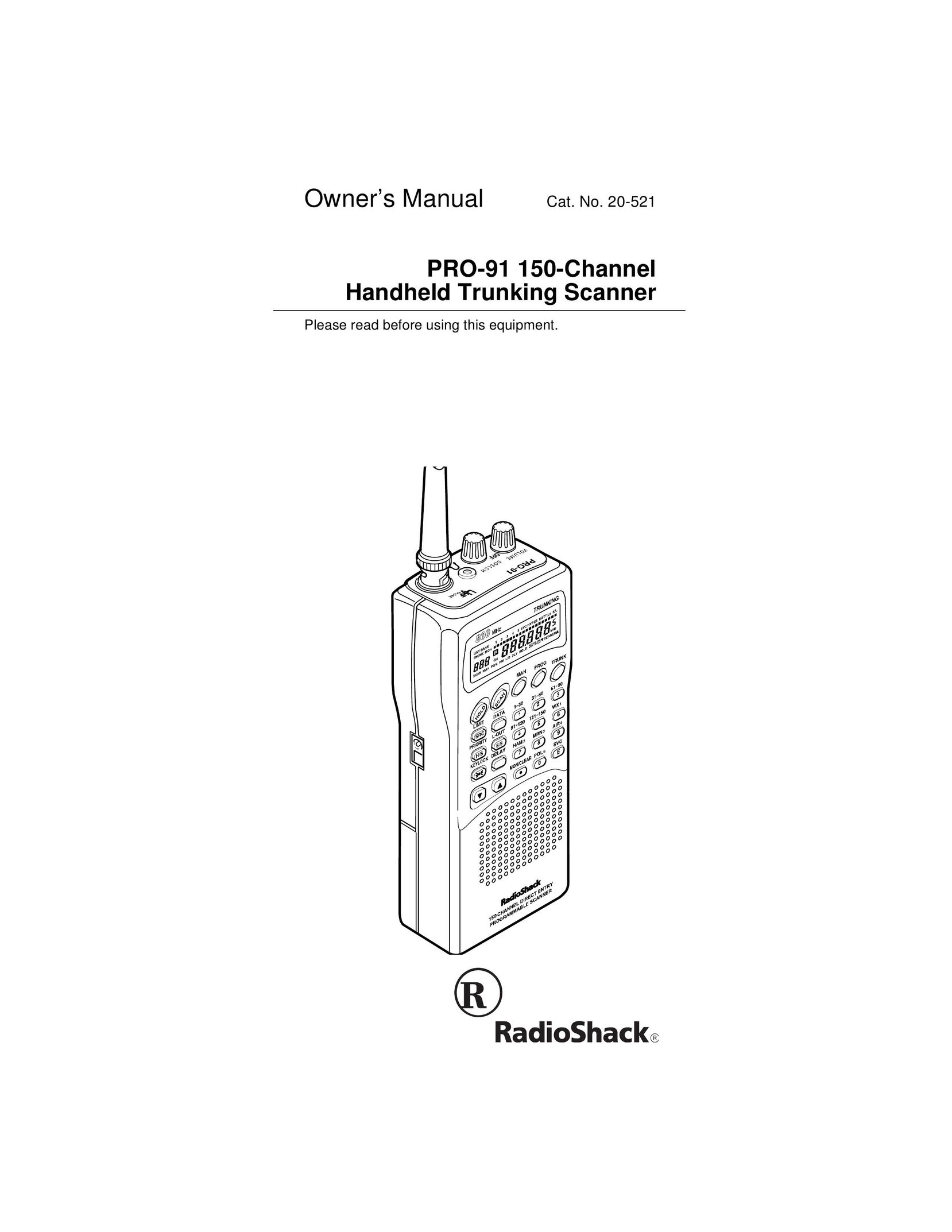 Radio Shack 20-521 Scanner User Manual