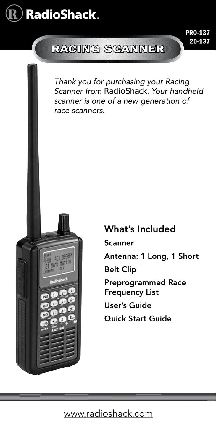 Radio Shack PRO-137 Scanner User Manual