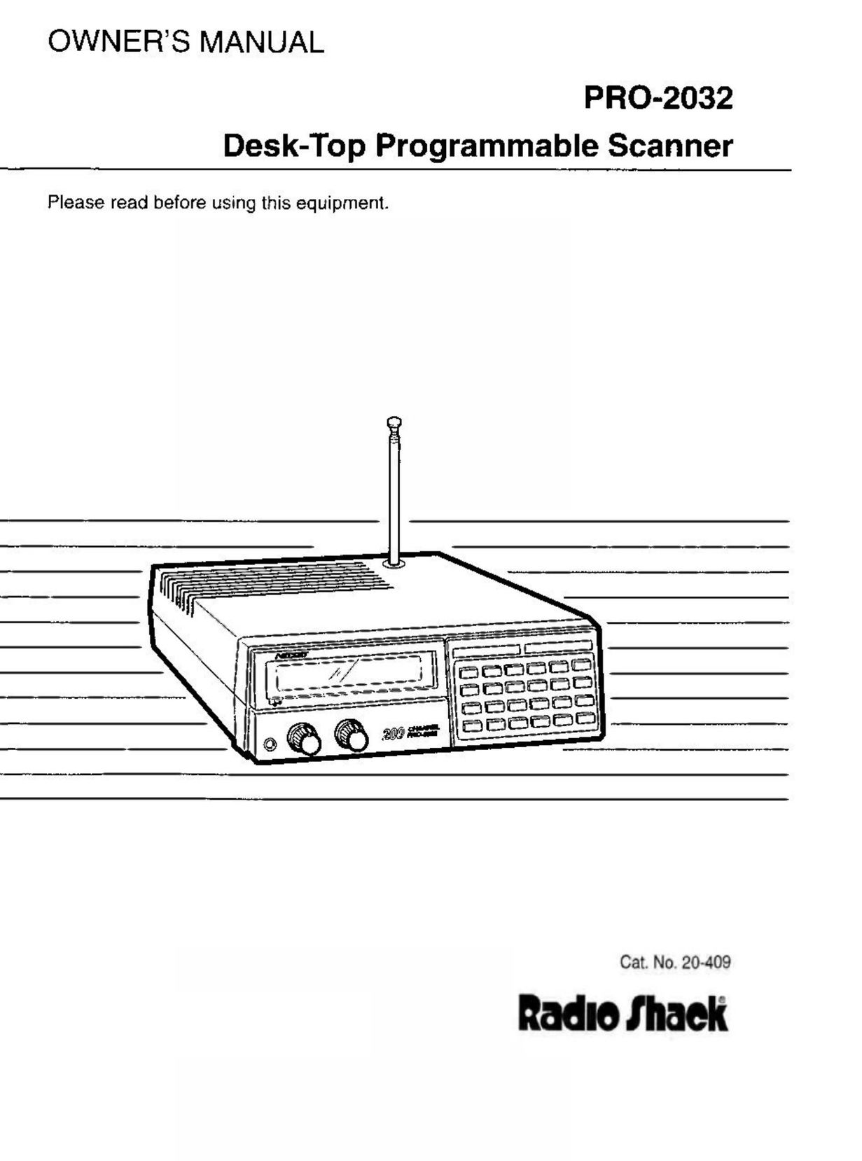 Radio Shack Pro-2032 Scanner User Manual