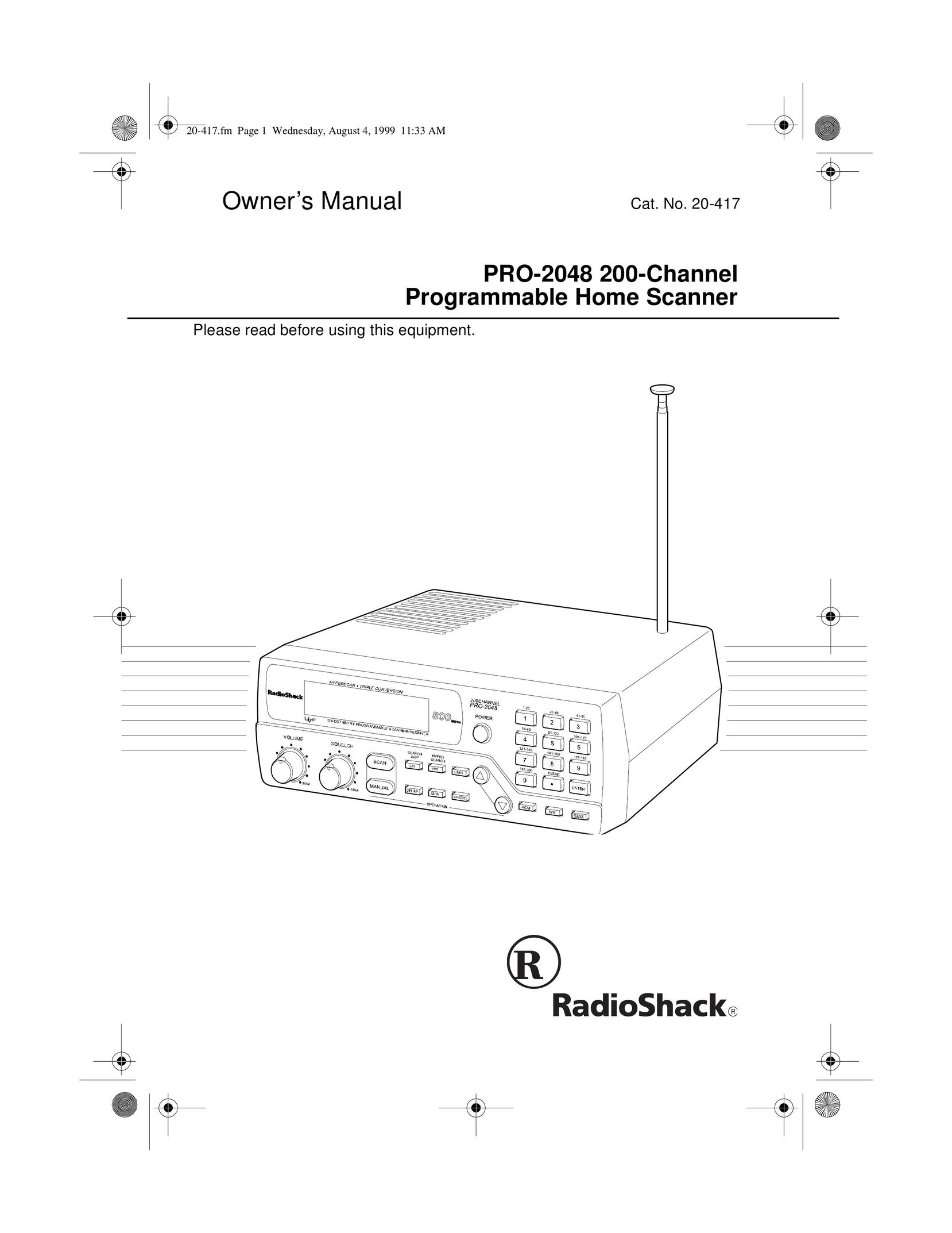 Radio Shack PRO-2048 Scanner User Manual