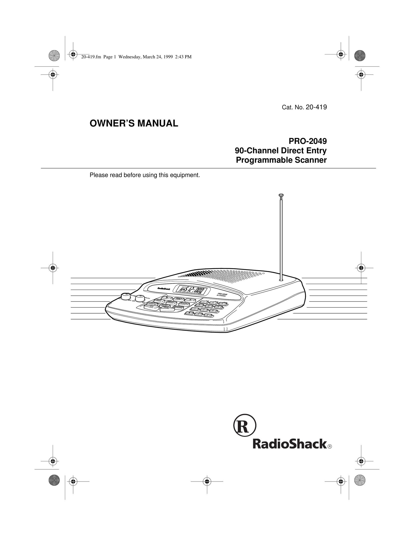 Radio Shack PRO-2049 Scanner User Manual