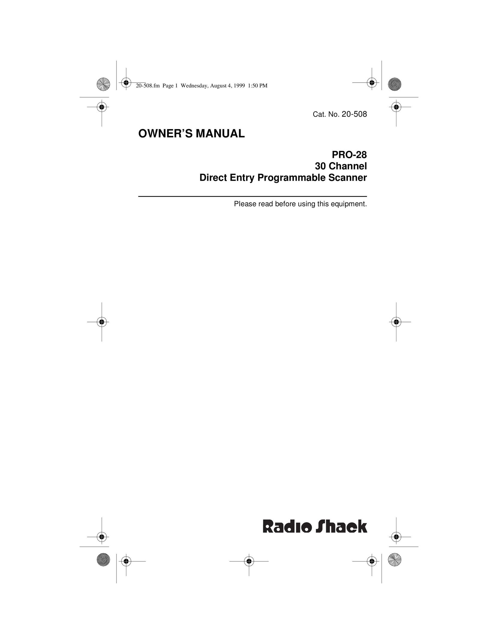 Radio Shack PRO-28 Scanner User Manual