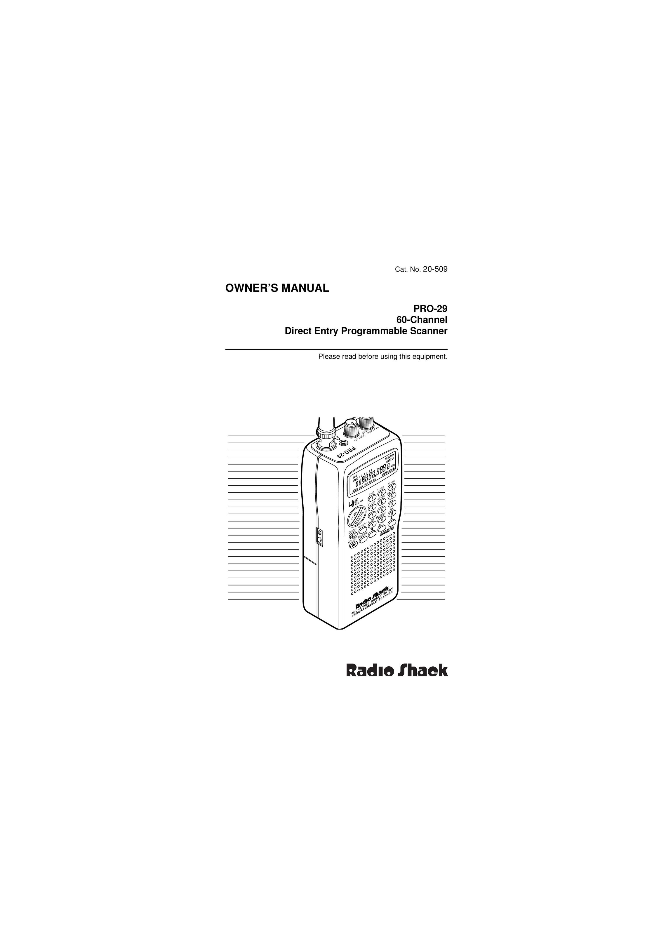 Radio Shack PRO-29 Scanner User Manual