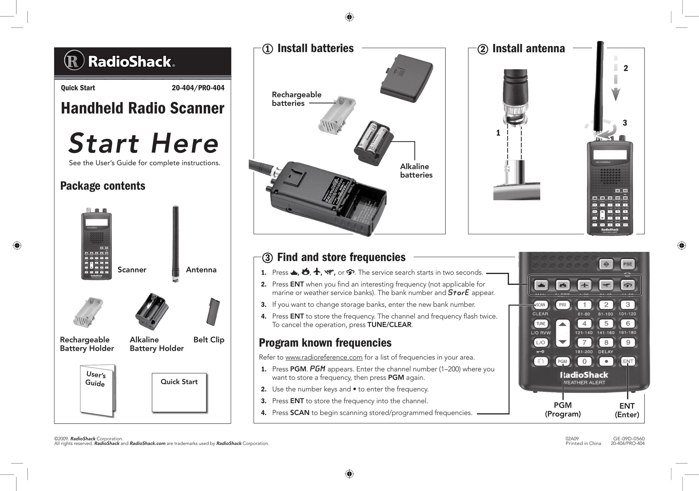 Radio Shack PRO-404 Scanner User Manual