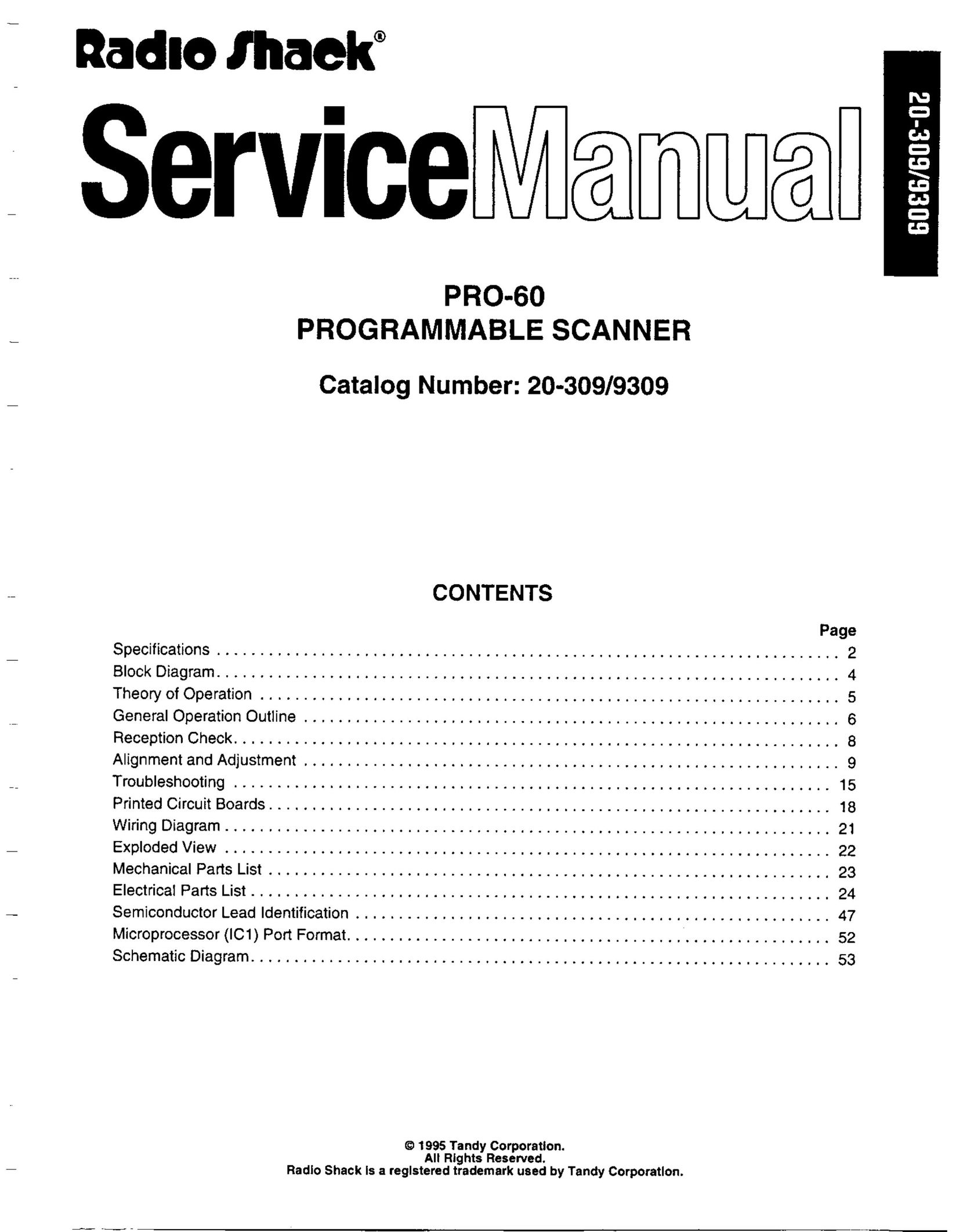 Radio Shack Pro-60 Scanner User Manual