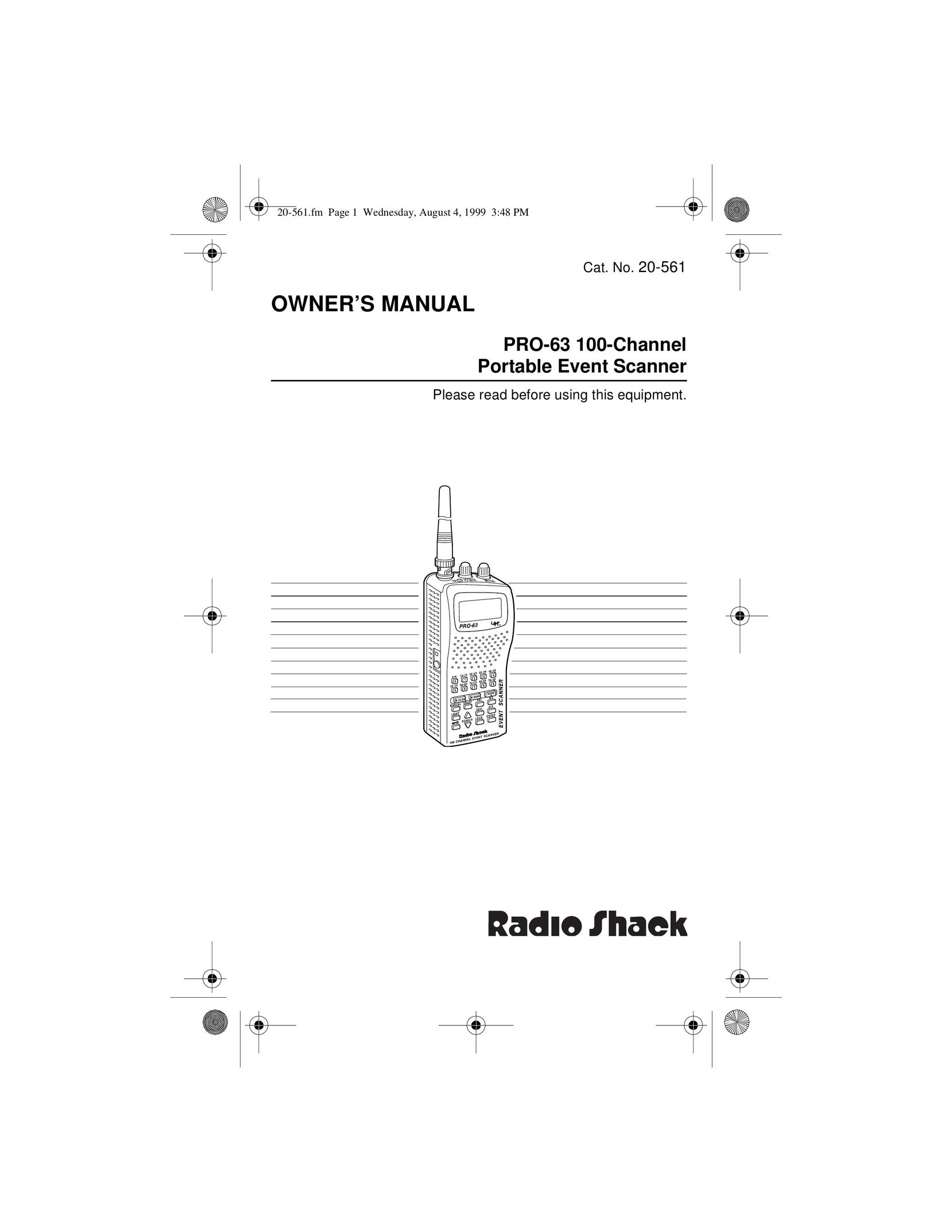 Radio Shack PRO-63 Scanner User Manual